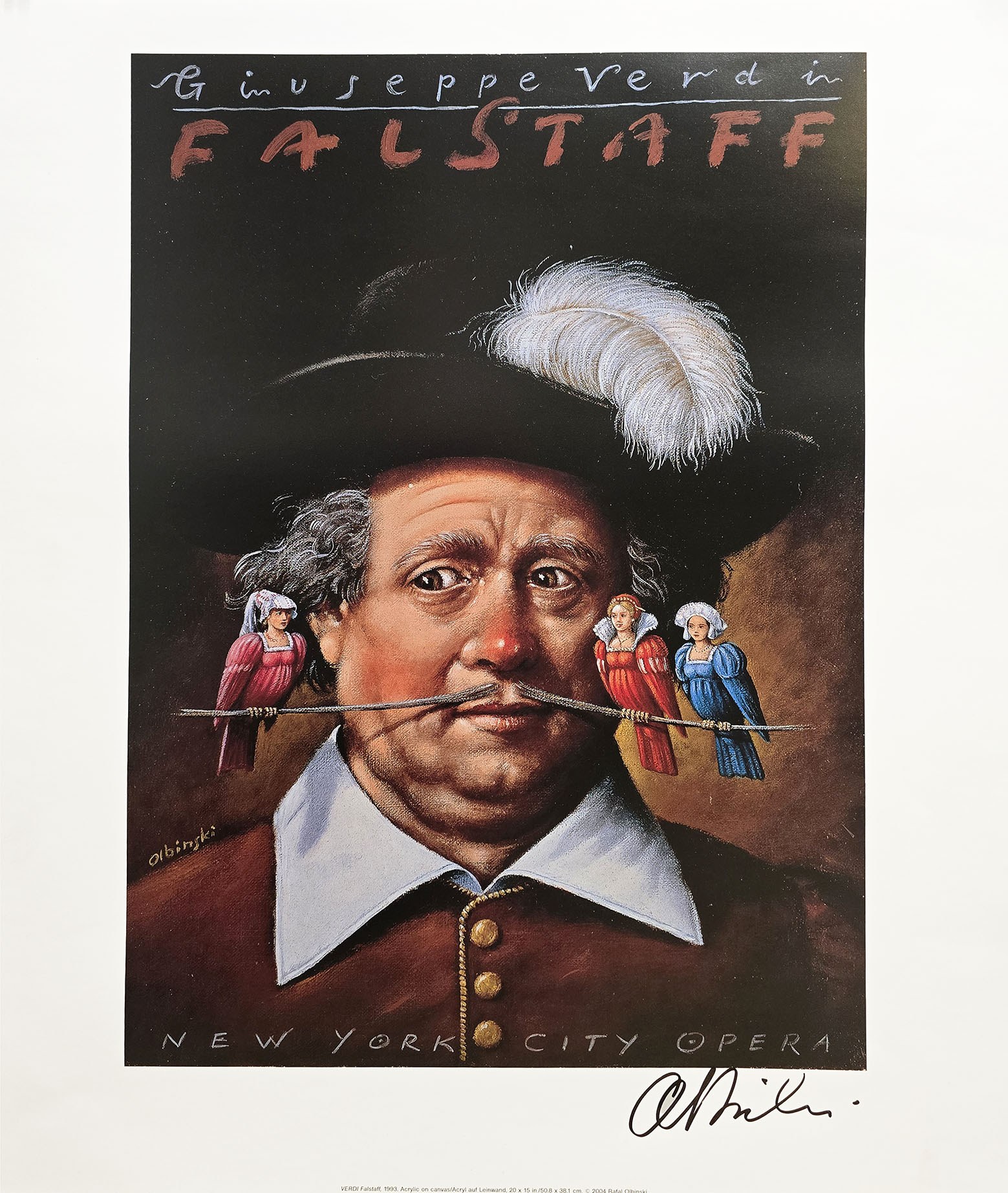 RAFAŁ OLBIŃSKI Proj. 'Falstaff, Giuseppe Verdi', sygnowany, offset, papier, 57x48cm
