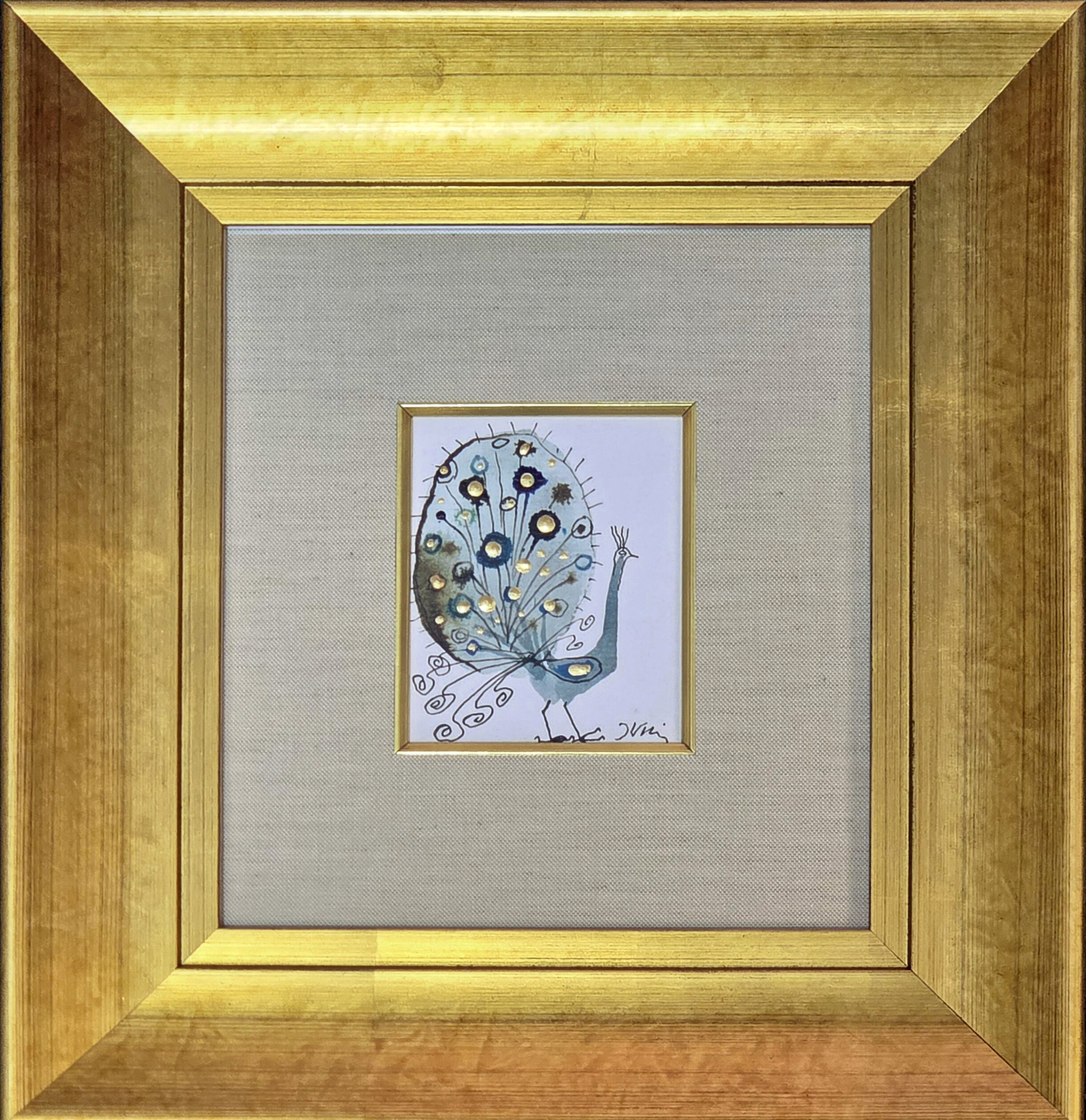 JÓZEF WILKOŃ 'Nakrapiany paw' technika własna, 10,5x8,5cm - obrazek 2