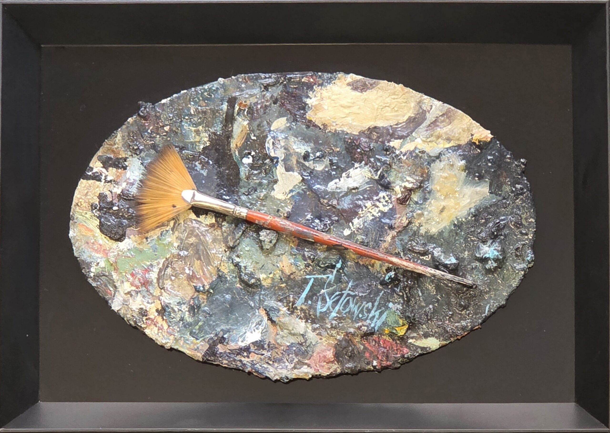 TOMASZ SĘTOWSKI 'Paleta malarska' olej, deska, 18x27cm