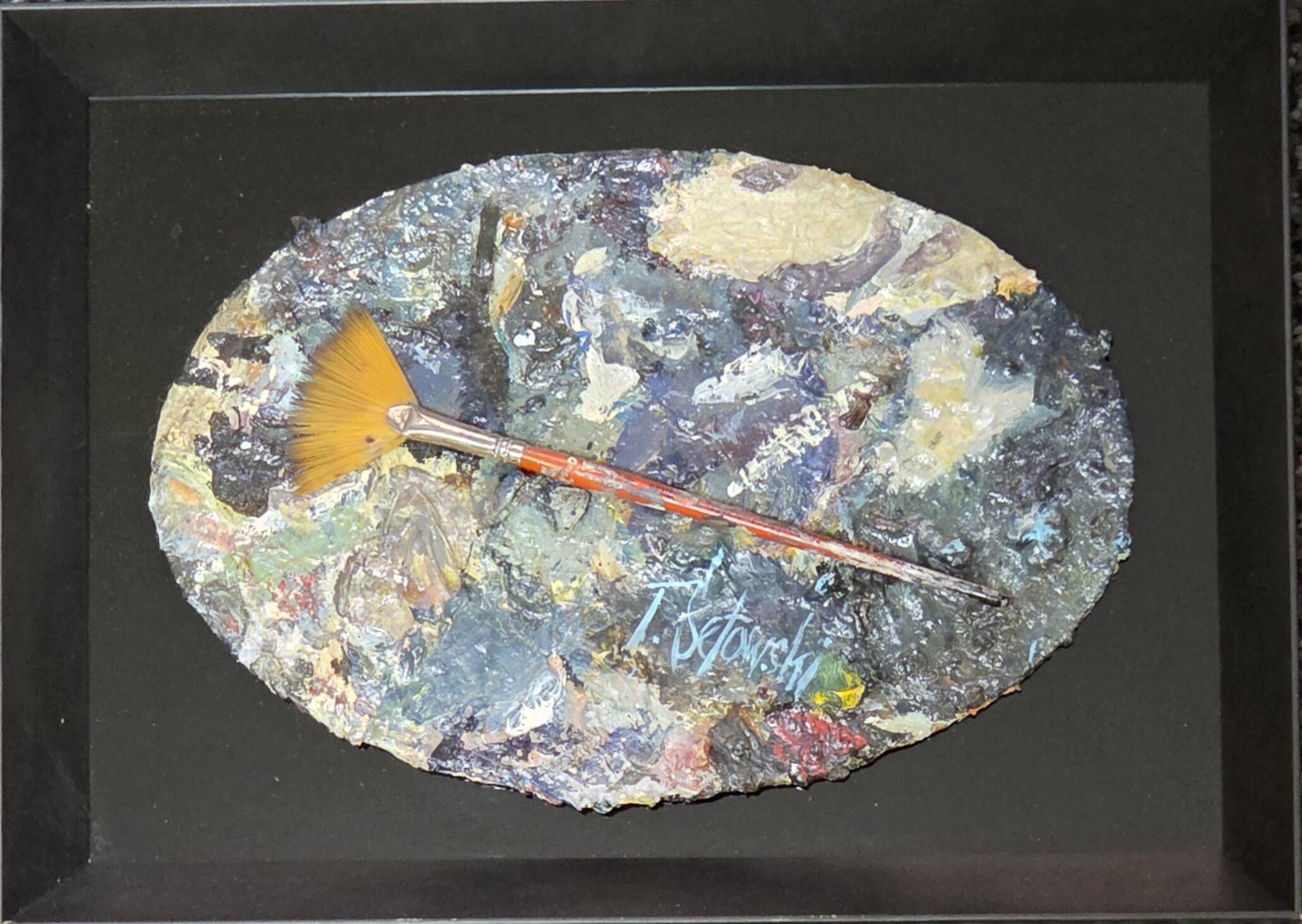 TOMASZ SĘTOWSKI 'Paleta malarska' olej, deska, 18x27cm