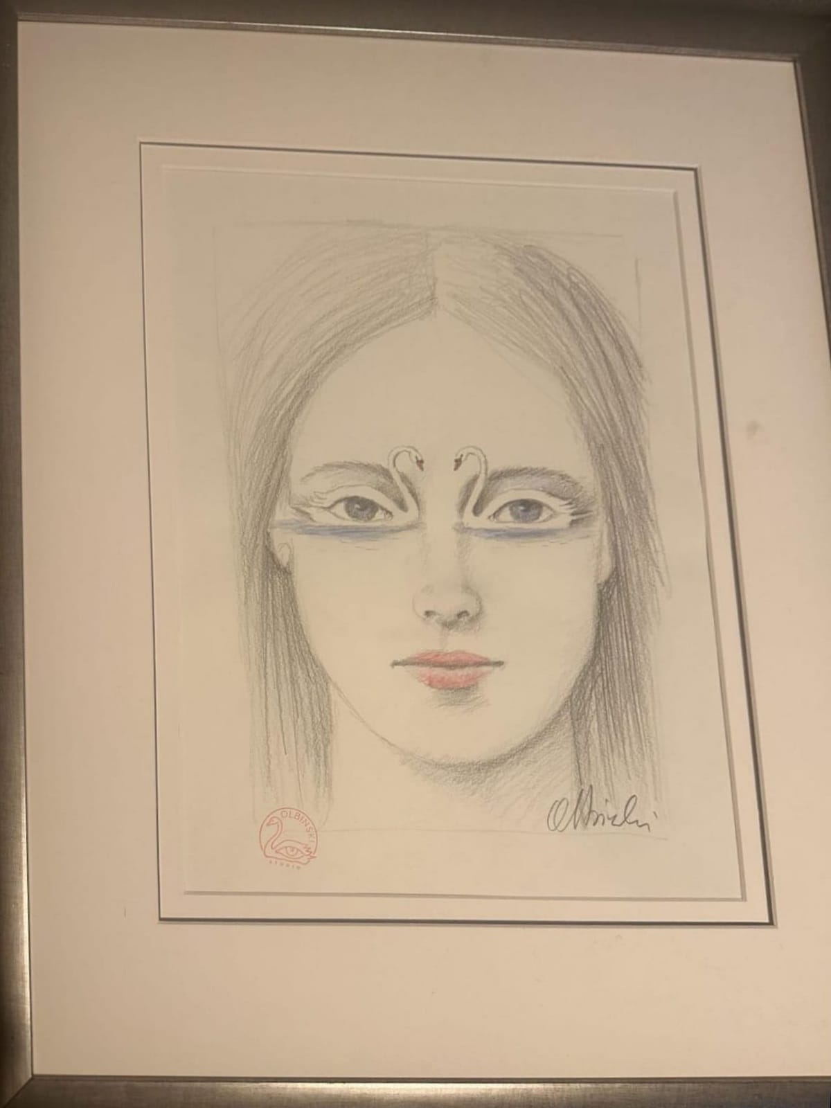 RAFAŁ OLBIŃSKI 'Bez tytułu', kredka, ołówek, papier, 40x34cm