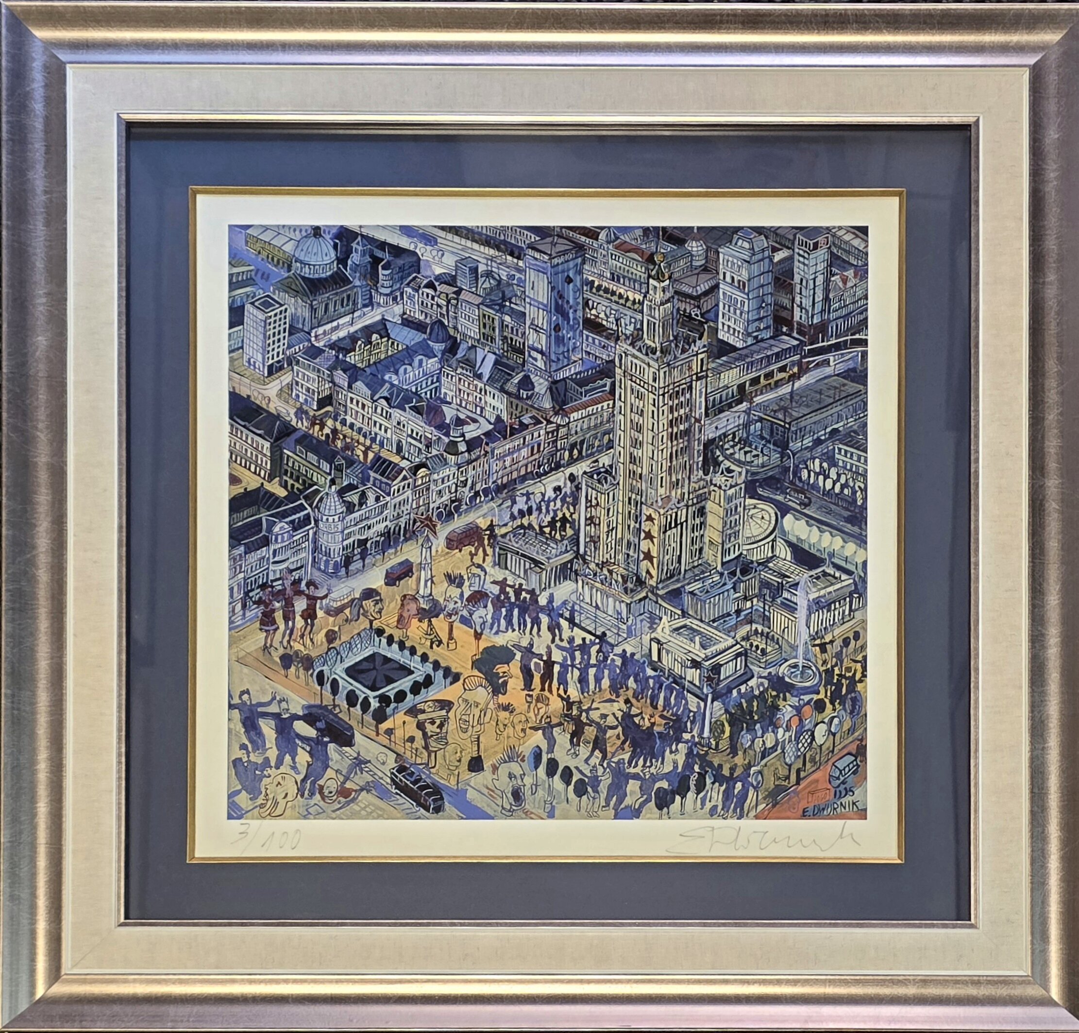 EDWARD DWURNIK 'Warszawa', inkografia, papier, 45x50cm