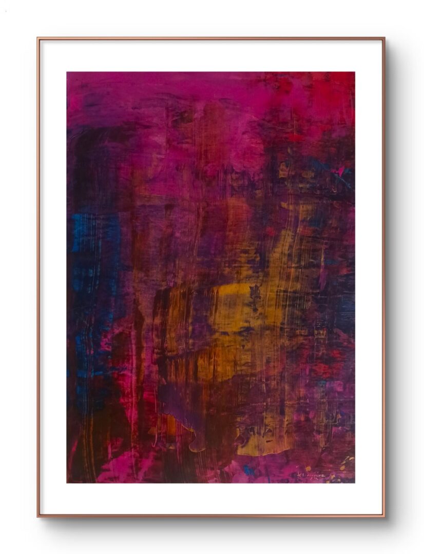 KRZYSZTOF IWANOWICZ 'PURPLE GOLD' akryl, papier, 50x70cm