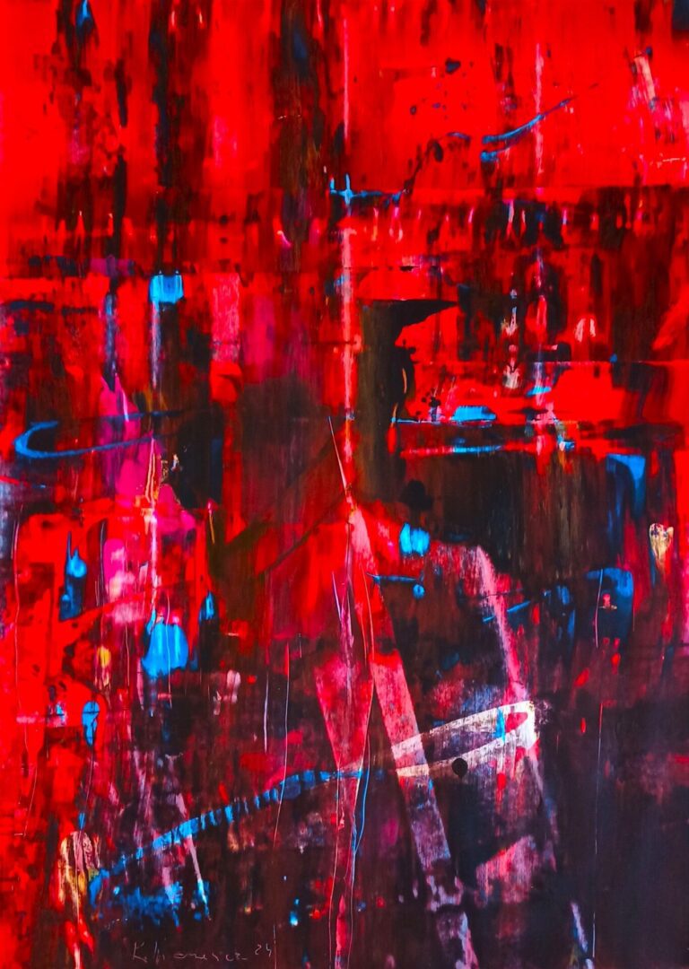 KRZYSZTOF IWANOWICZ 'RED II' akryl, papier, 70x100cm