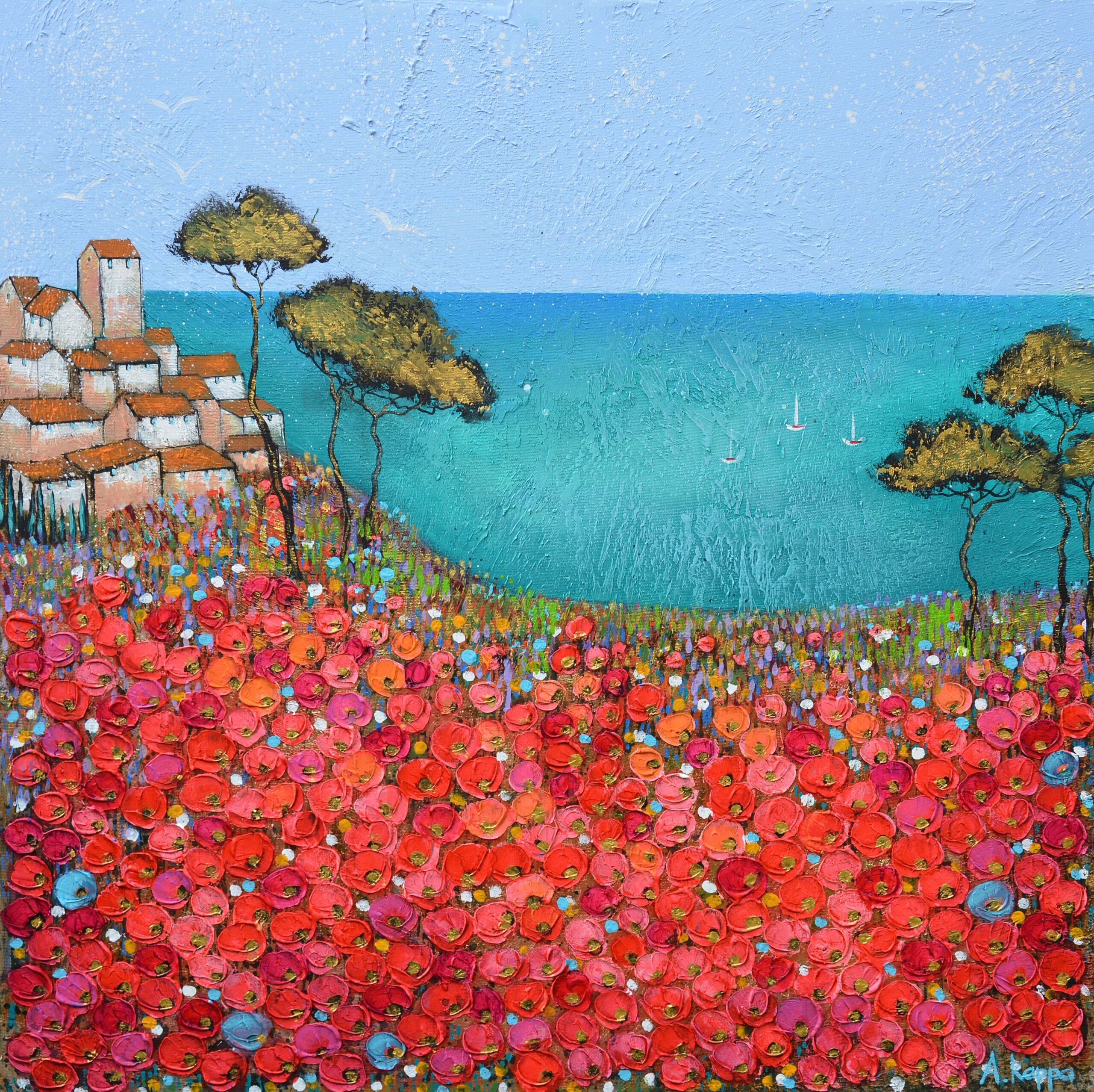 ALICJA KAPPA 'Bez tytułu', olej, akryl, szlagmetal, płótno 100x100cm