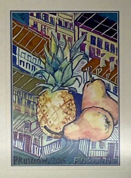 EDWARD DWURNIK 'Pruszków' 2015, tempera, karton, 25x40,5cm