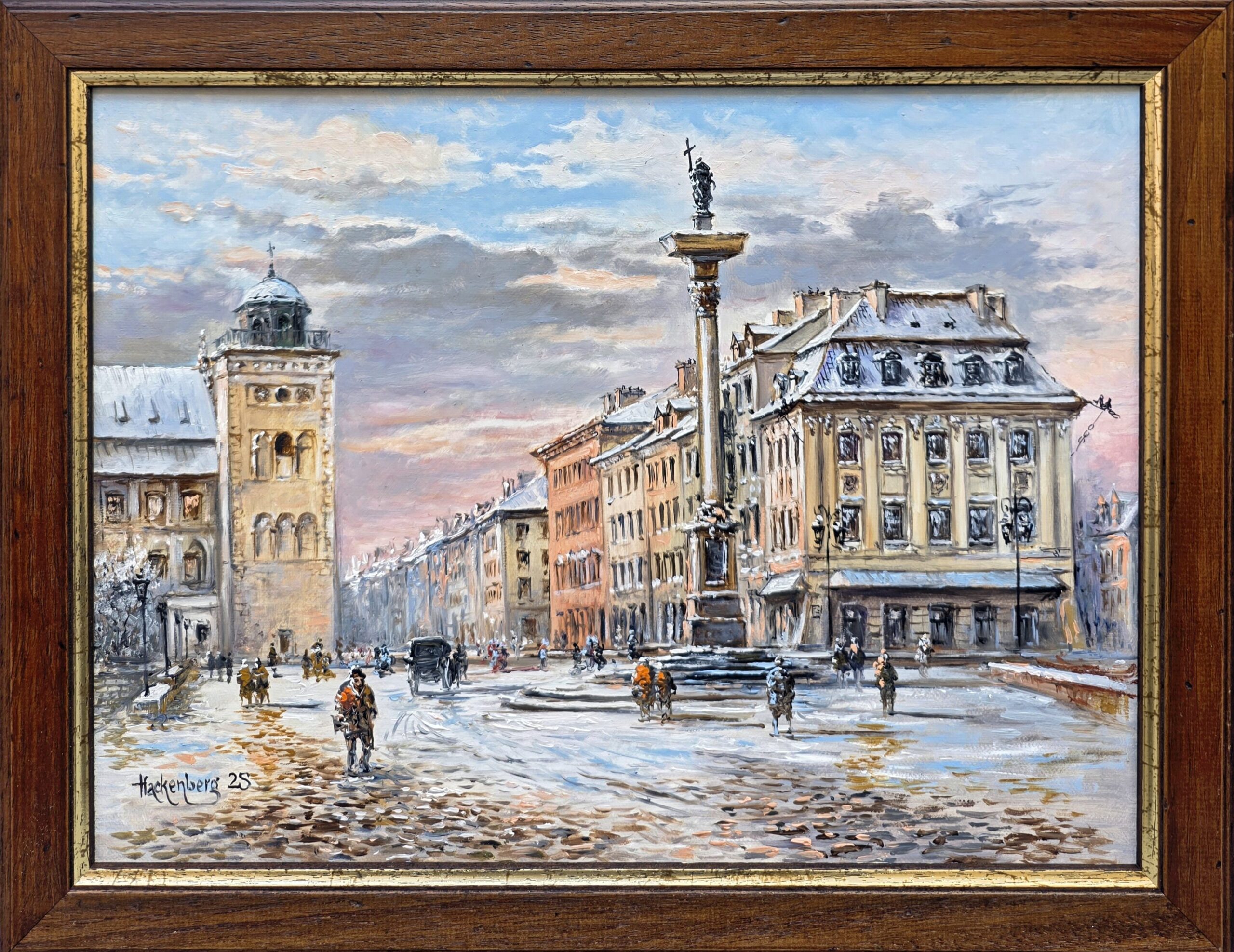 WITOLD HACKENBERG 'Warszawa Plac Zamkowy (fragm.)', olej, płótno, 30x40cm