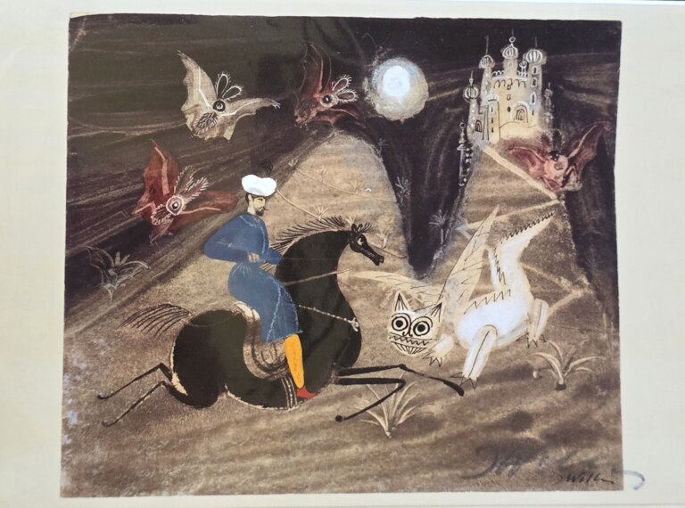 JÓZEF WILKOŃ 'Ilustracja Książę Ibrahim', Pocztówka (sygnowana przez artystę)