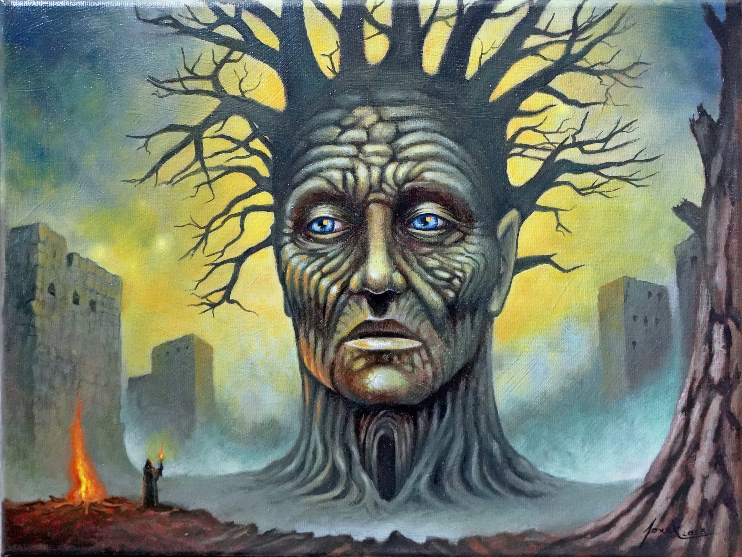 MONIKA JONAK 'Świadek Powolnego Upadku', olej, płótno 30x40cm