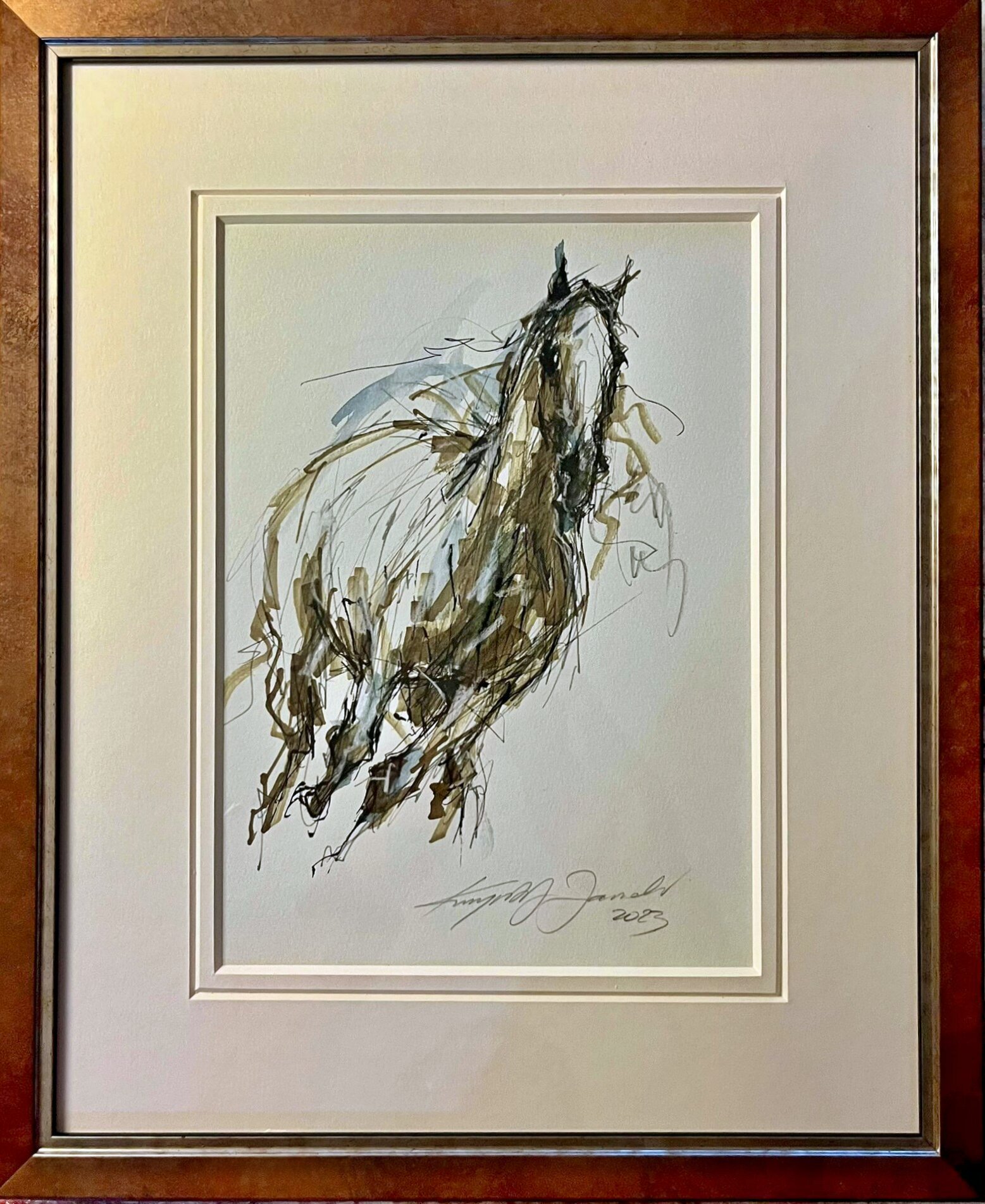 KRZYSZTOF JAROCKI 'Koń', akwarela, tusz, papier, A4 - Rezerwacja