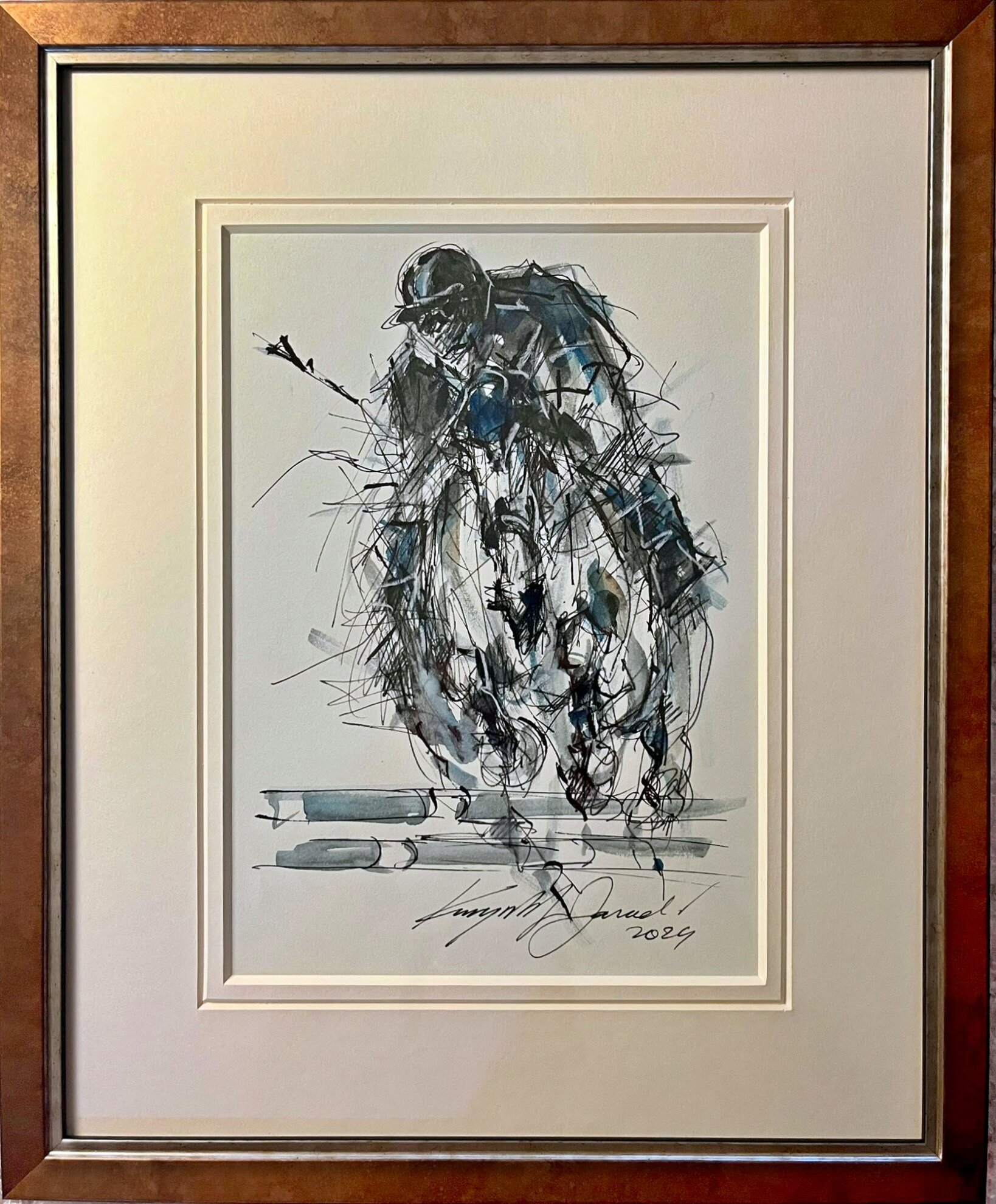 KRZYSZTOF JAROCKI 'Gonitwa', akwarela, tusz, papier, A4