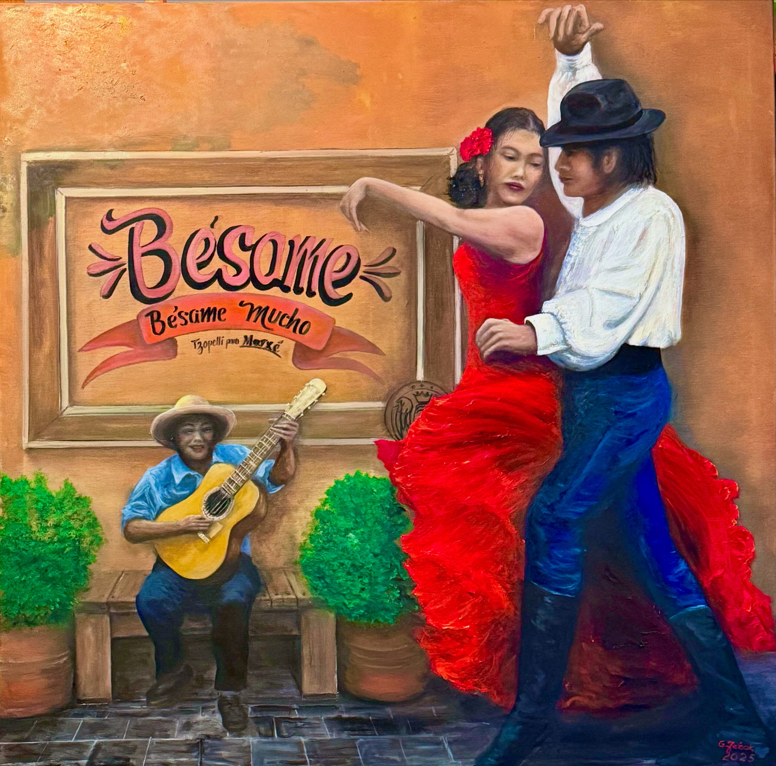 GRAŻYNA JEŻAK 'Besame mucho' olej, płótno, 100x100cm