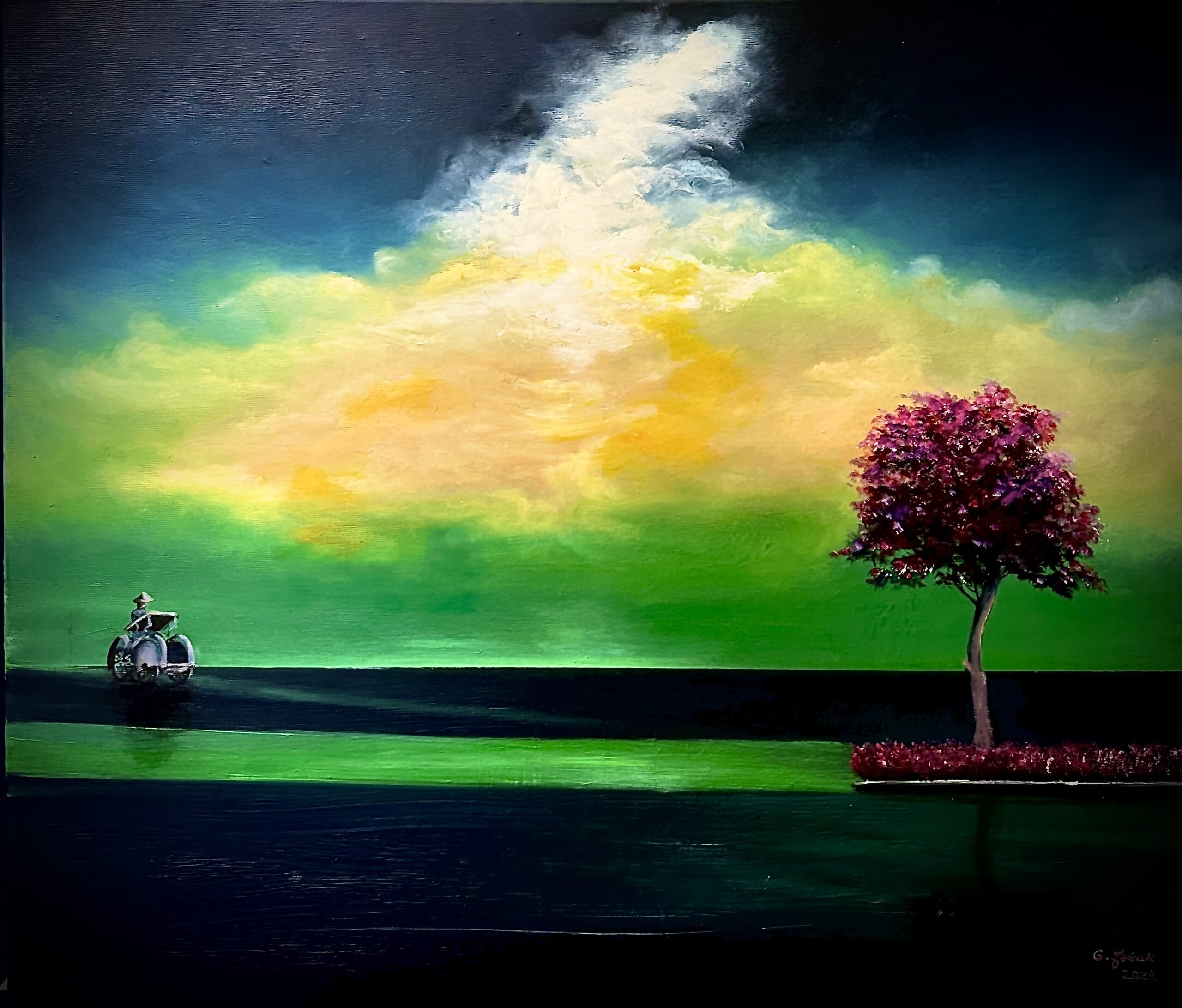 GRAŻYNA JEŻAK 'Drzewko szczęścia' olej, płótno, 60x70cm