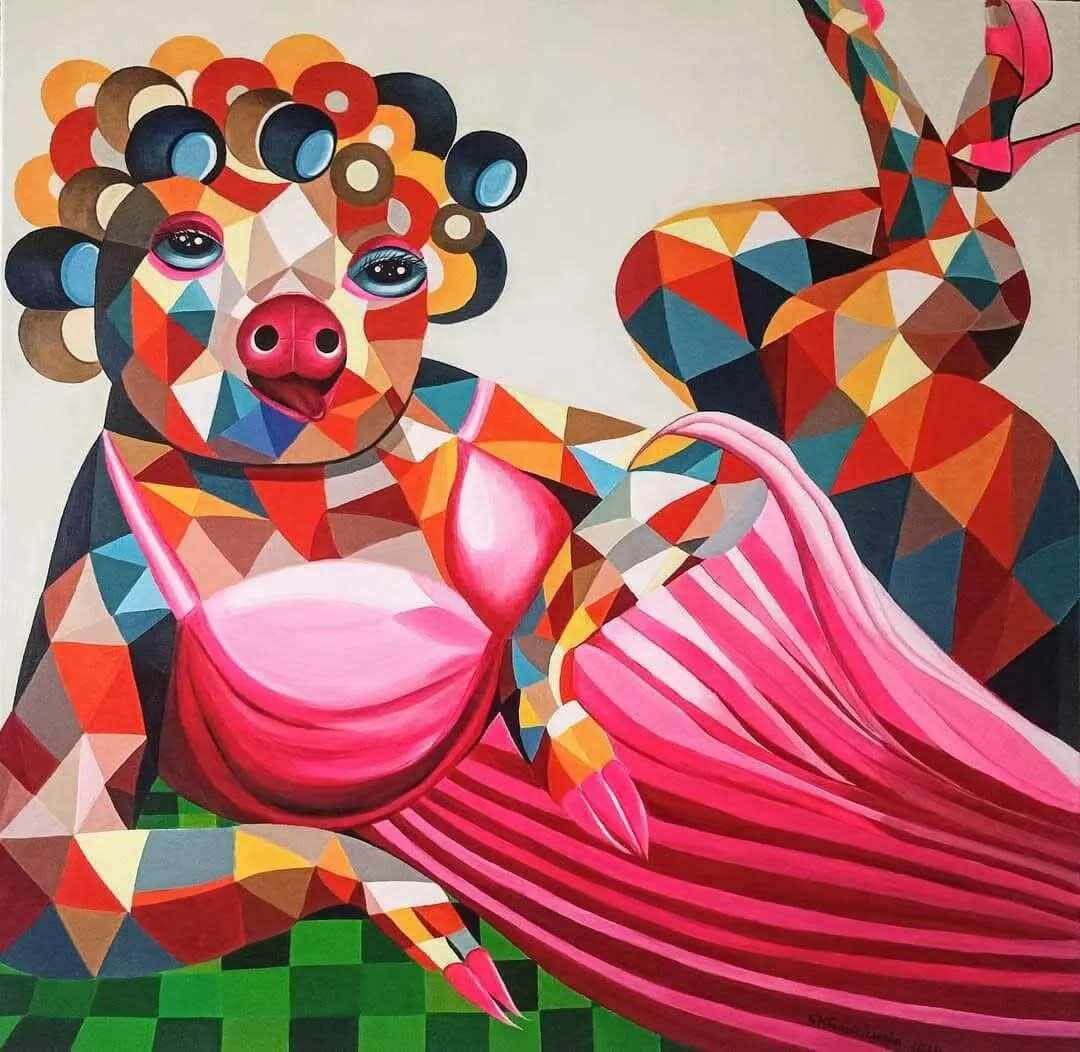 SYLWIA MŁODZIEJEWSKA 'Piątek', akryl, płótno, 100x100cm