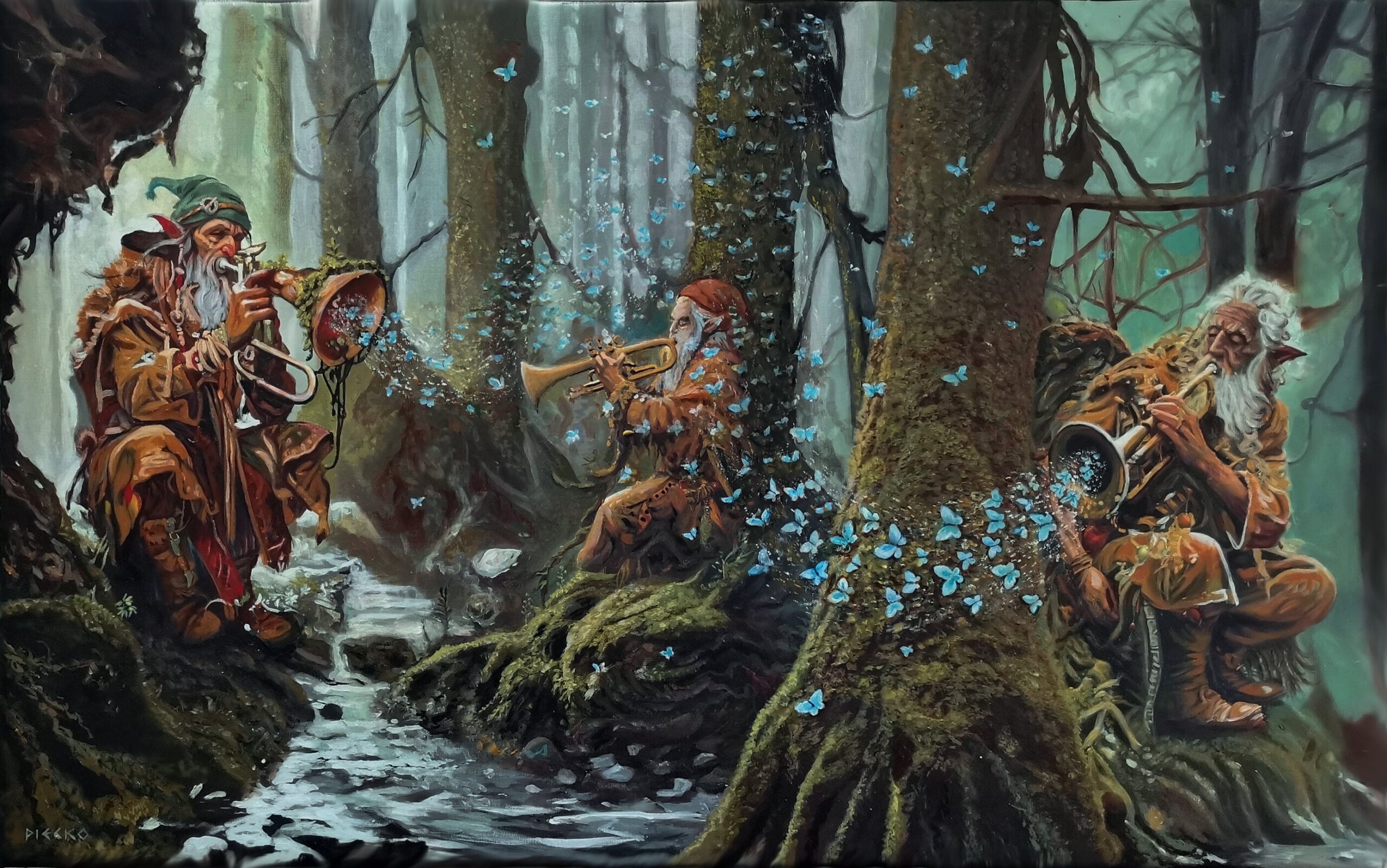 PIOTR PIECKO 'Pieśń lasu' olej, płótno, 50x80cm