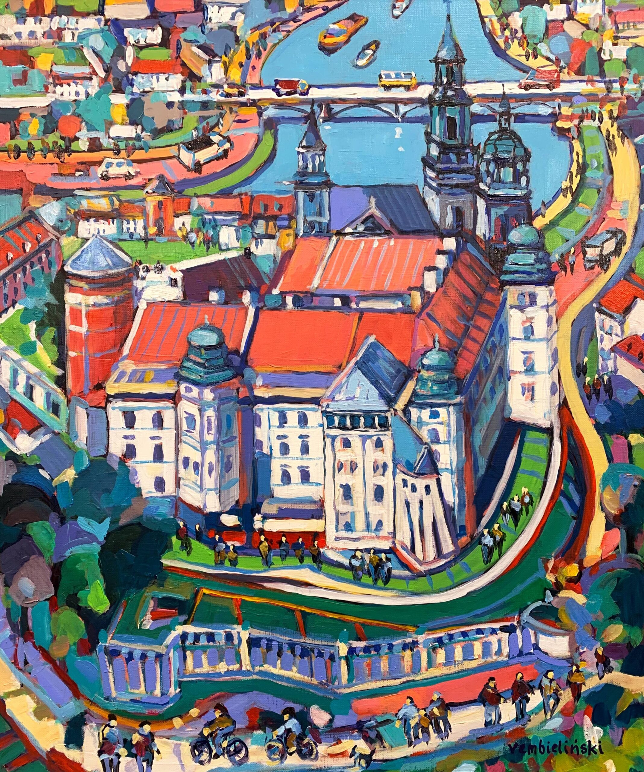 PIOTR REMBIELIŃSKI 'Kraków', olej, akryl na płótnie 60x50cm