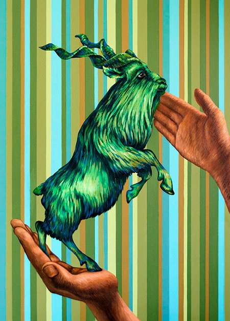 OKSANA REZNIK 'Markhor' olej, akryl, płótno, 90x75cm