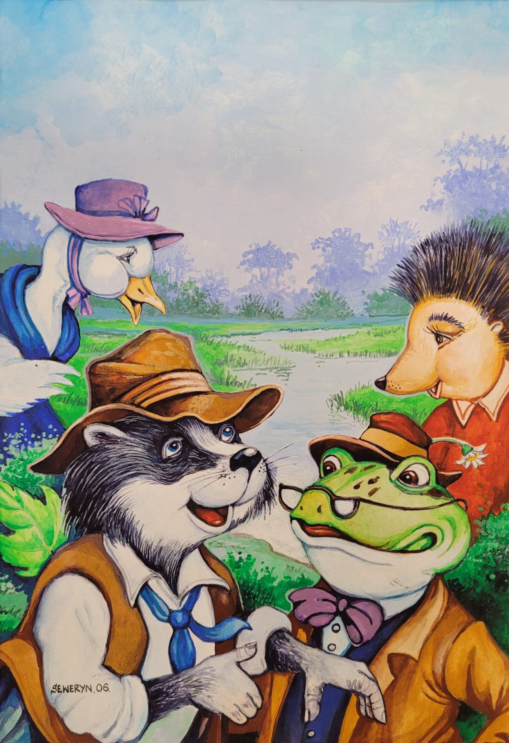 ZBIGNIEW SEWERYN 'O czym szumią wierzby + książka', gwasz, papier, A4