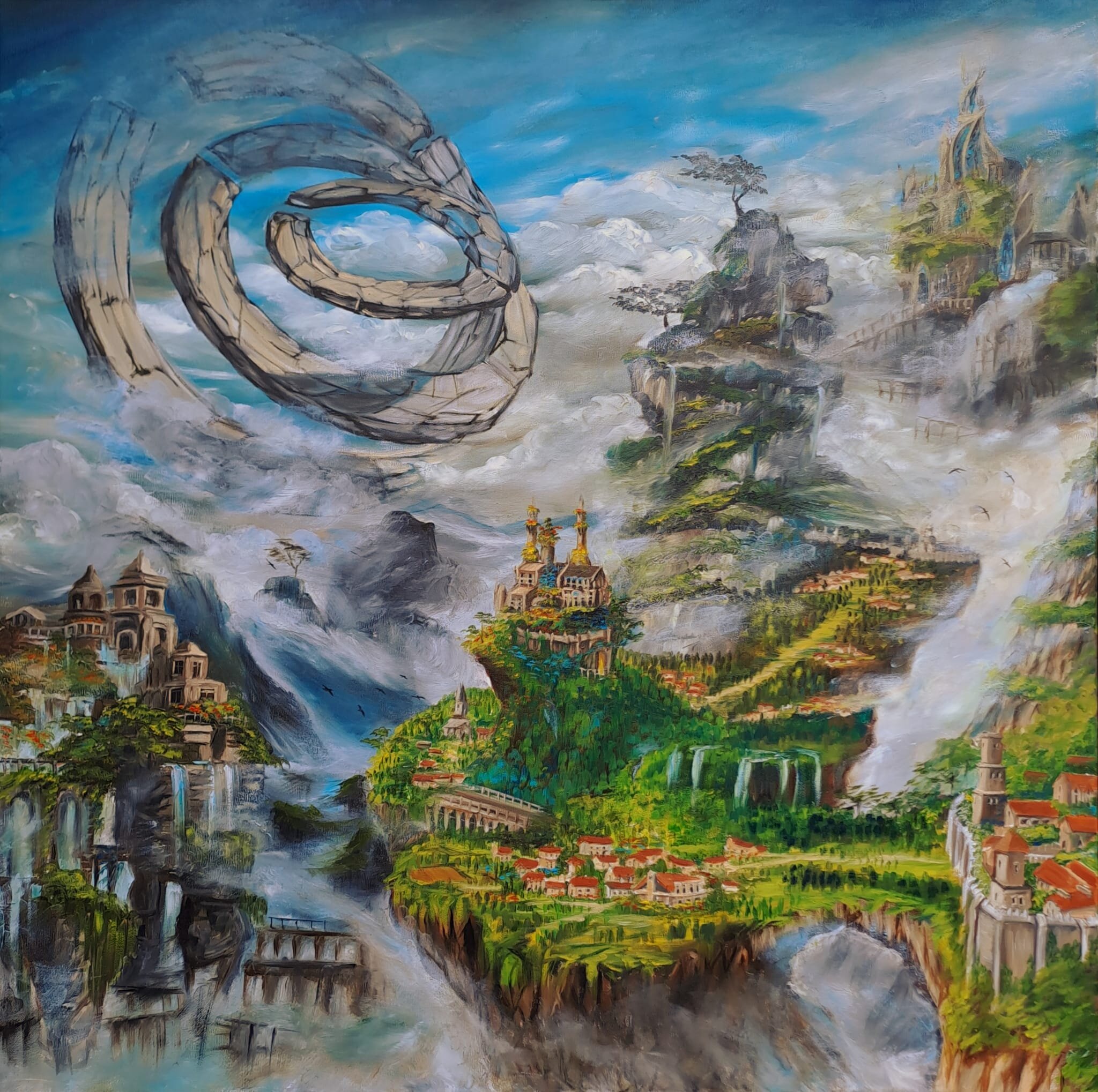 KINGA ZAWIDLAK 'Odległa kraina', olej, płótno, 100x100cm