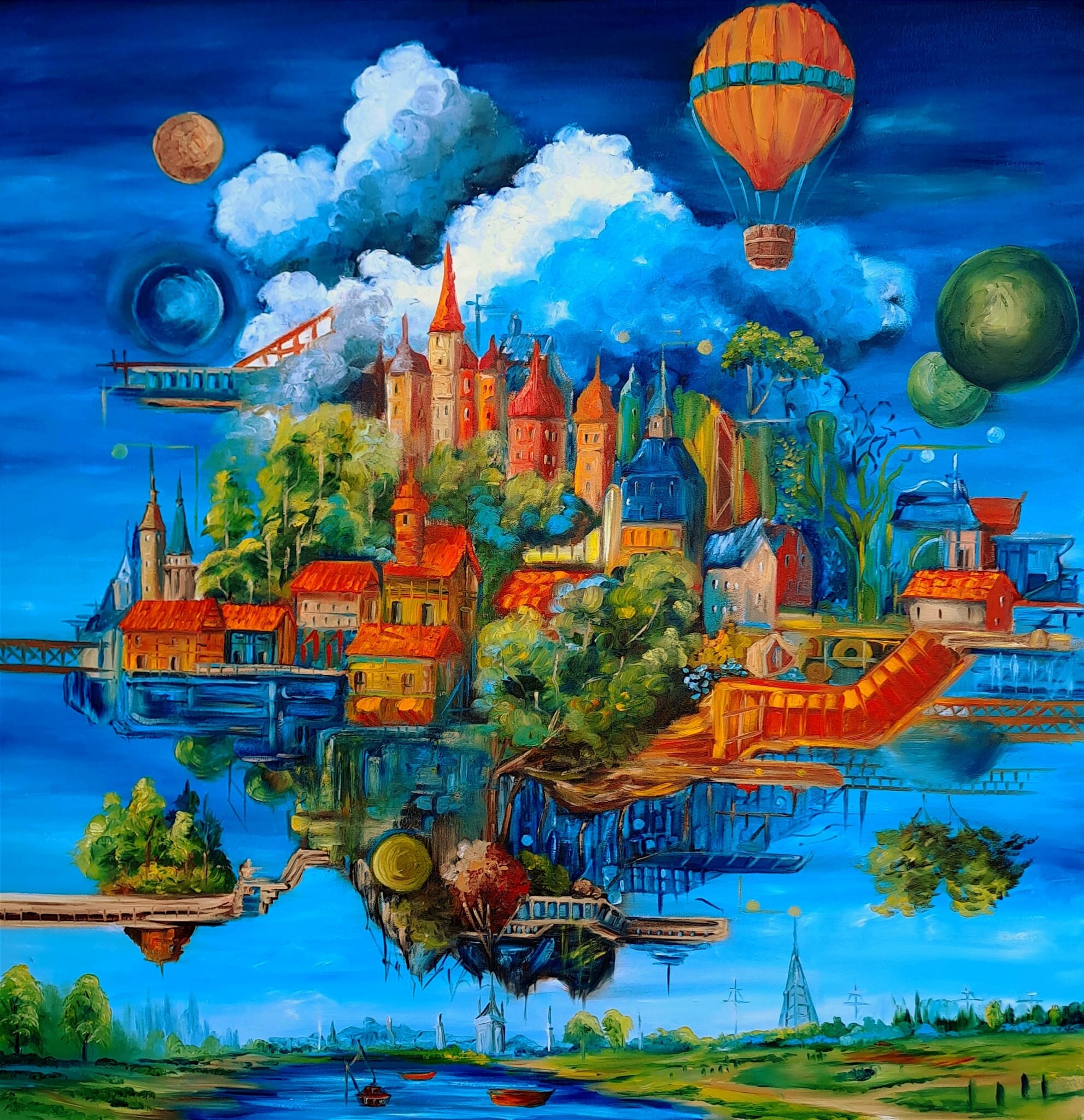 KINGA ZAWIDLAK 'Stolica snów', olej, płótno, 100x100cm