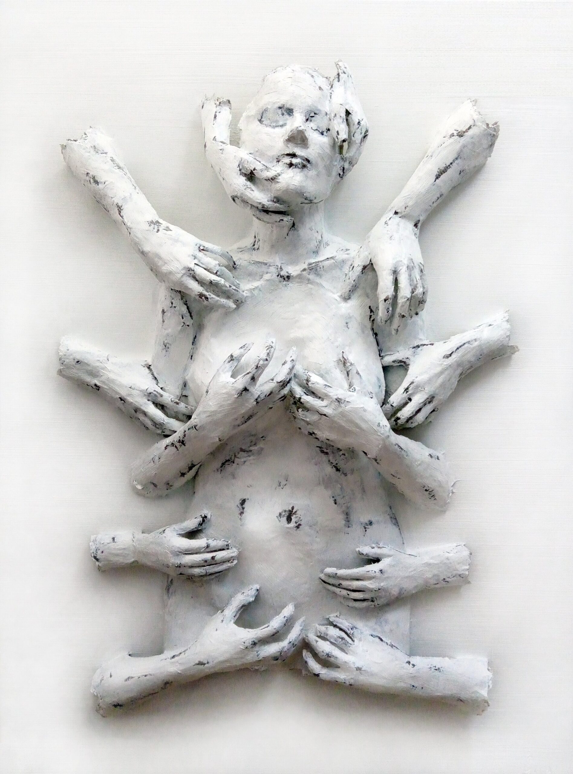 GAYA LASTOVJAK 'Zależność' 2022, 120x90x18cm, technika własna, papier mache, płótno, farba olejna