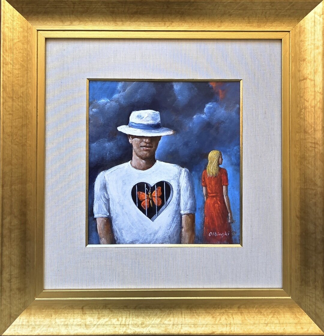 RAFAŁ OLBIŃSKI 'Motyl' olej, akryl, płótno, 28x26cm (katalogowany)