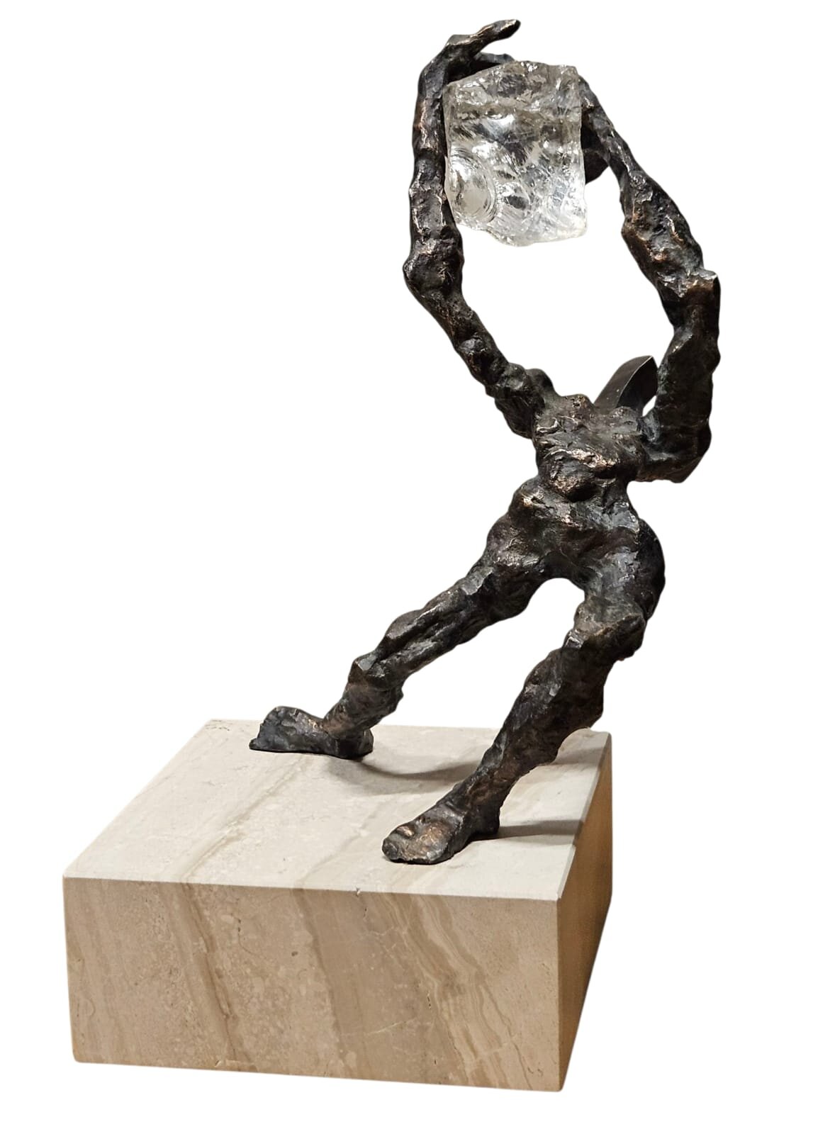 TOMASZ KOCLĘGA 'Invevitabilitas' brąz, szkło, 34x34x20cm