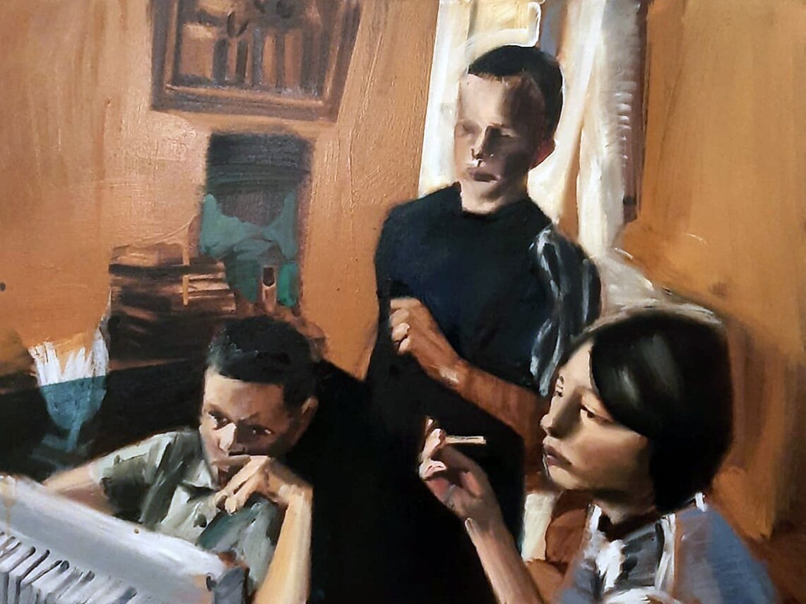 TYMOTEUSZ TRYNZO 'Gramy w gry', olej na płótnie, 60x80cm