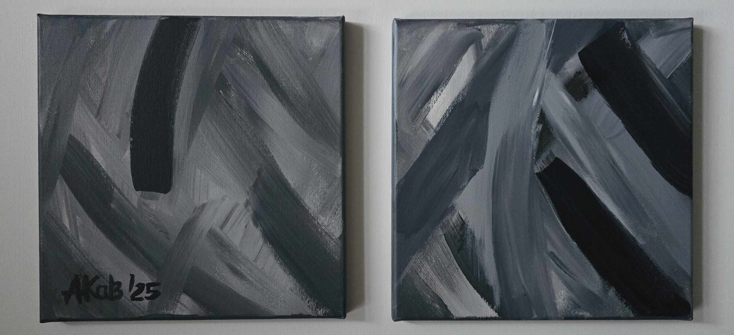 ANNA KABACIŃSKA-BANASZKIEWICZ 'SZ, dyptyk' olej, płótno, akryl, 25x50cm