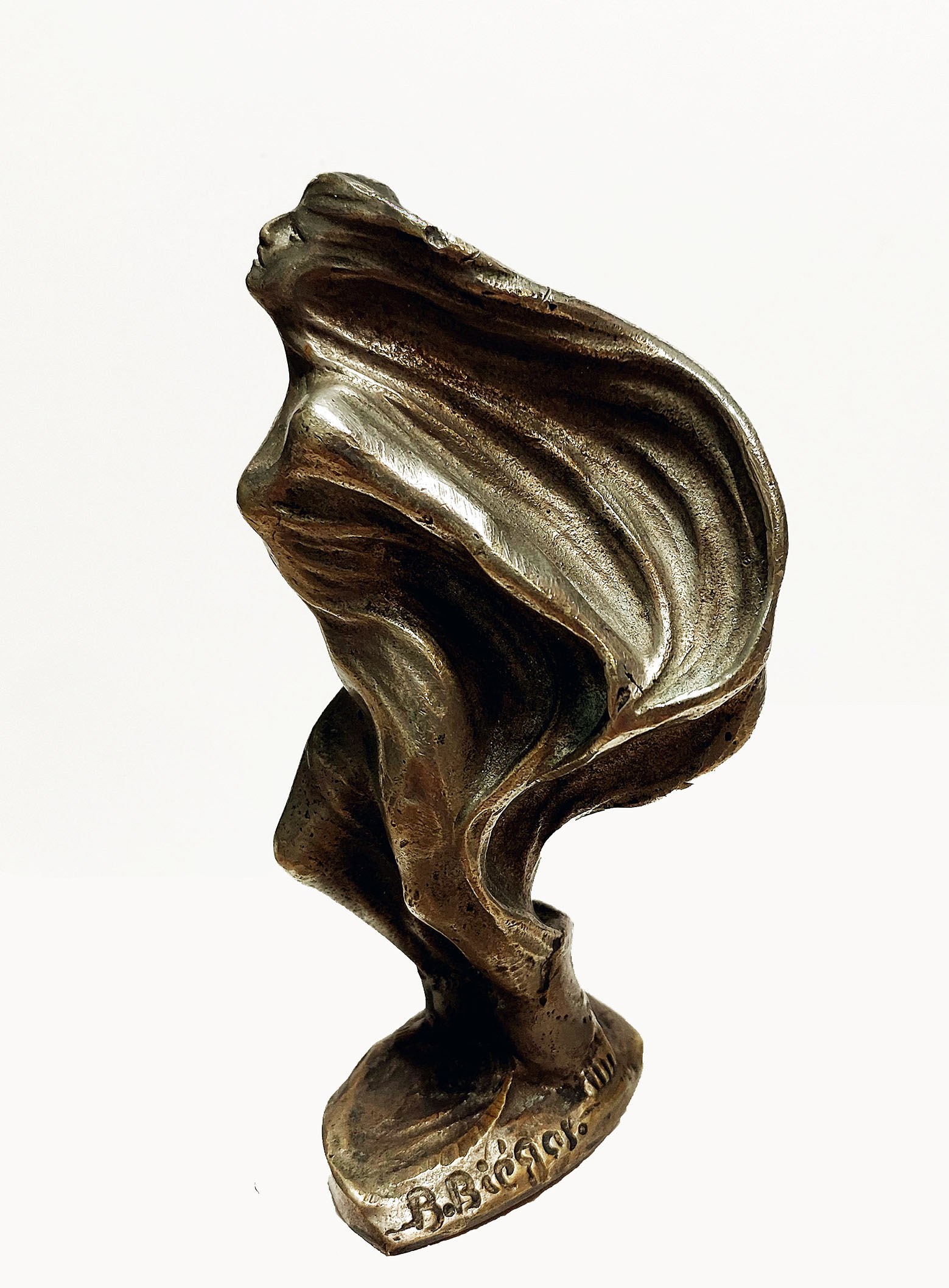 BOLESŁAW BIEGAS 'Kobieta z woalem', brąz srebrzony, 10,5 x 6 cm