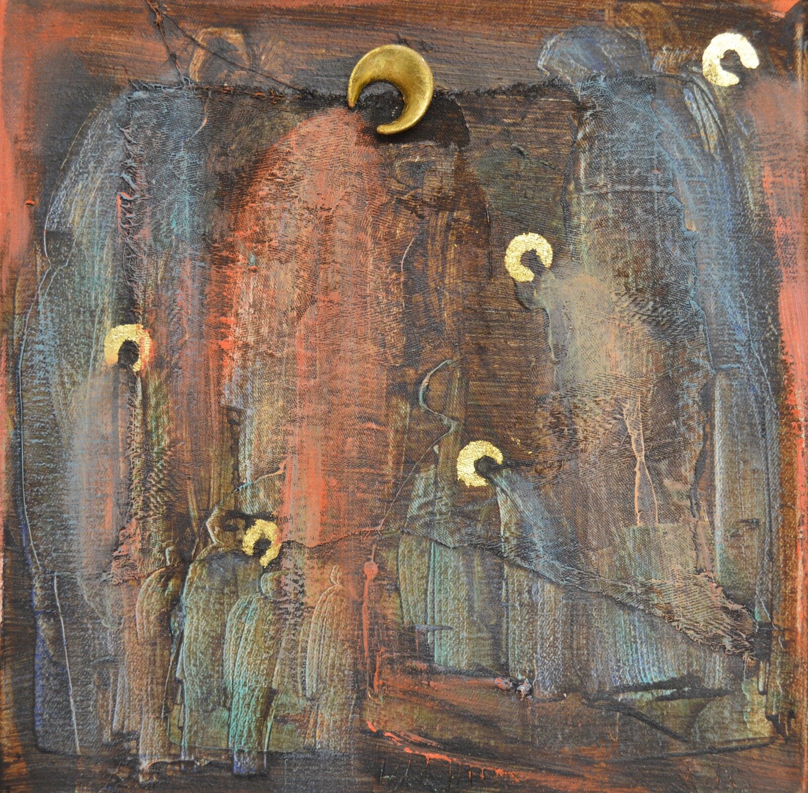 MAŁGORZATA DAWIDIUK 'Ikona Światło VI', 2025, technika własna, płótno, 30x25cm - obrazek 2