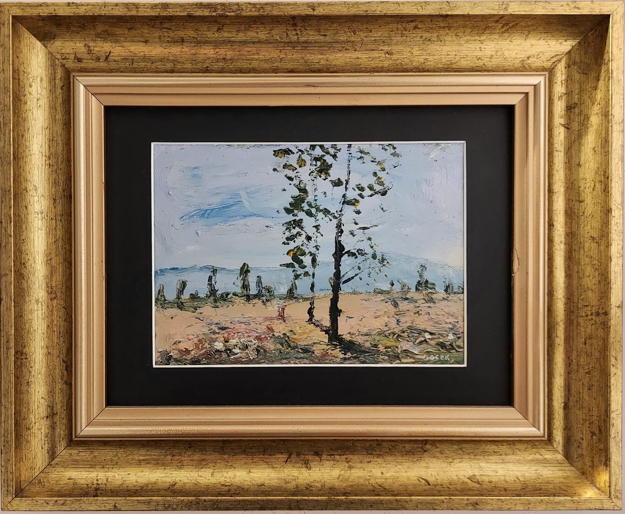 KRZYSZTOF GOCEK 'Pejzaż', akryl, olej, płótno na płycie, 13x18cm