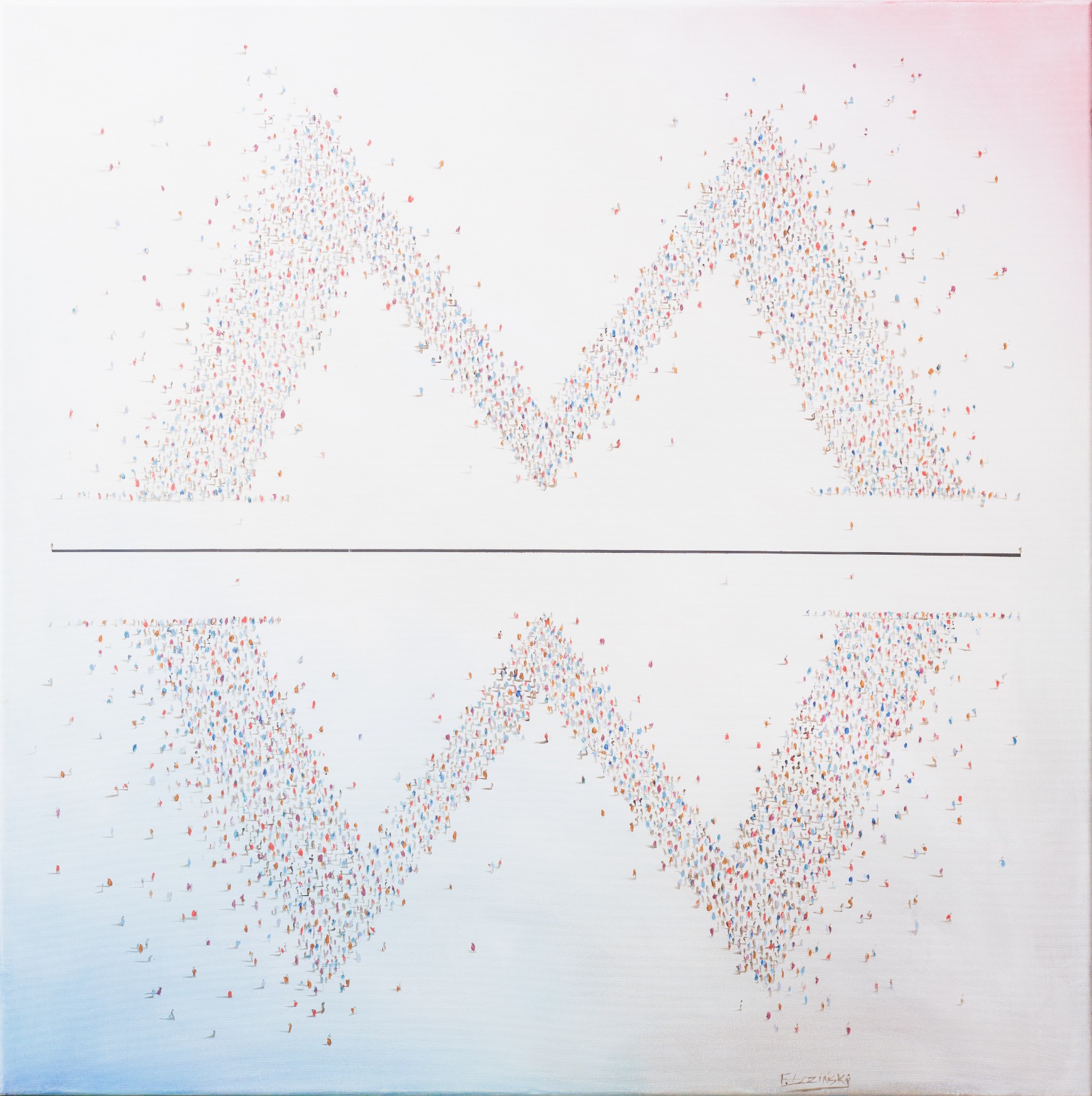 FILIP ŁOZIŃSKI 'Dwa M', akryl, płótno 90x90cm