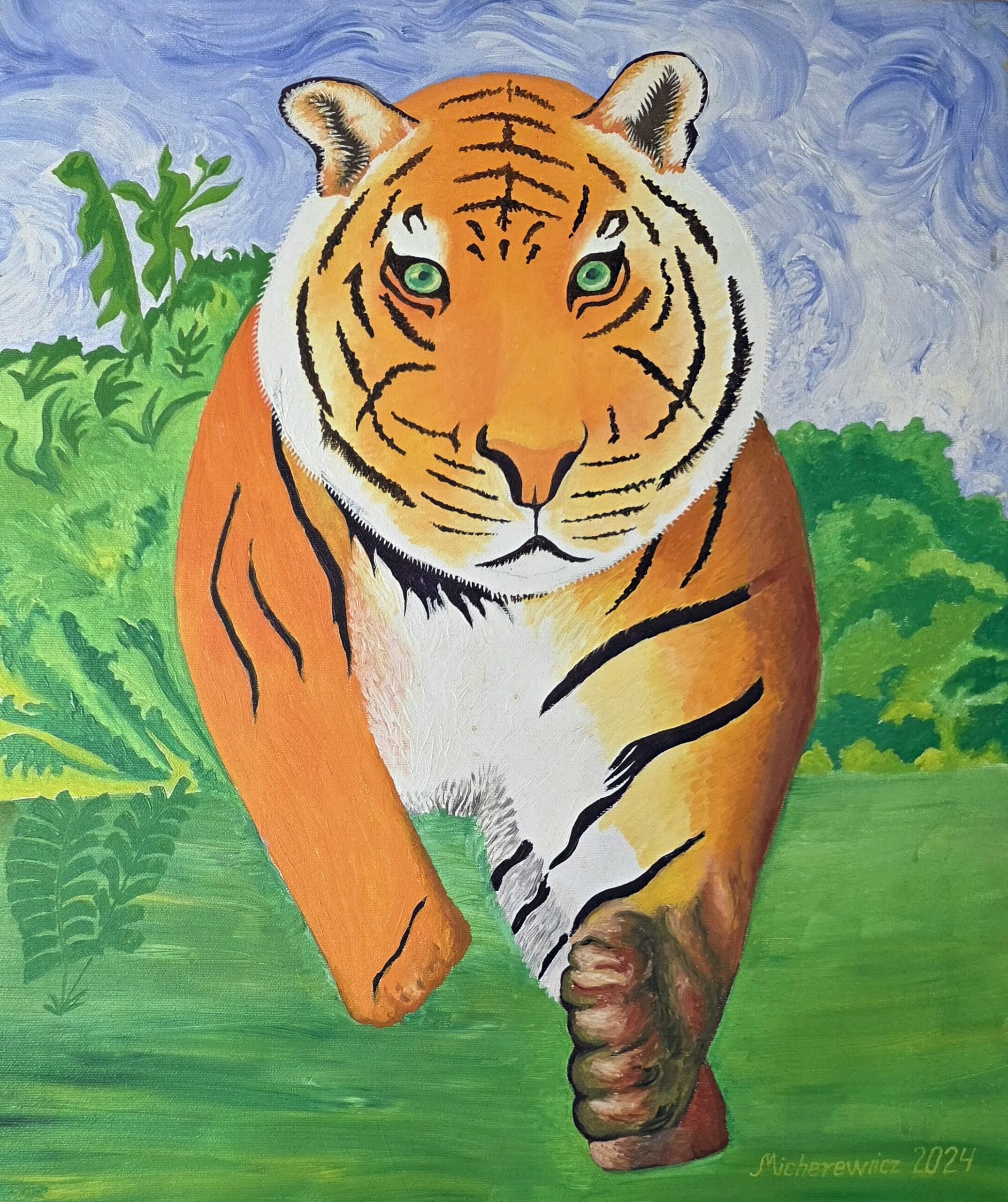 ANDRZEJ MICHEREWICZ 'Tygrys', olej, płótno, 55x46cm