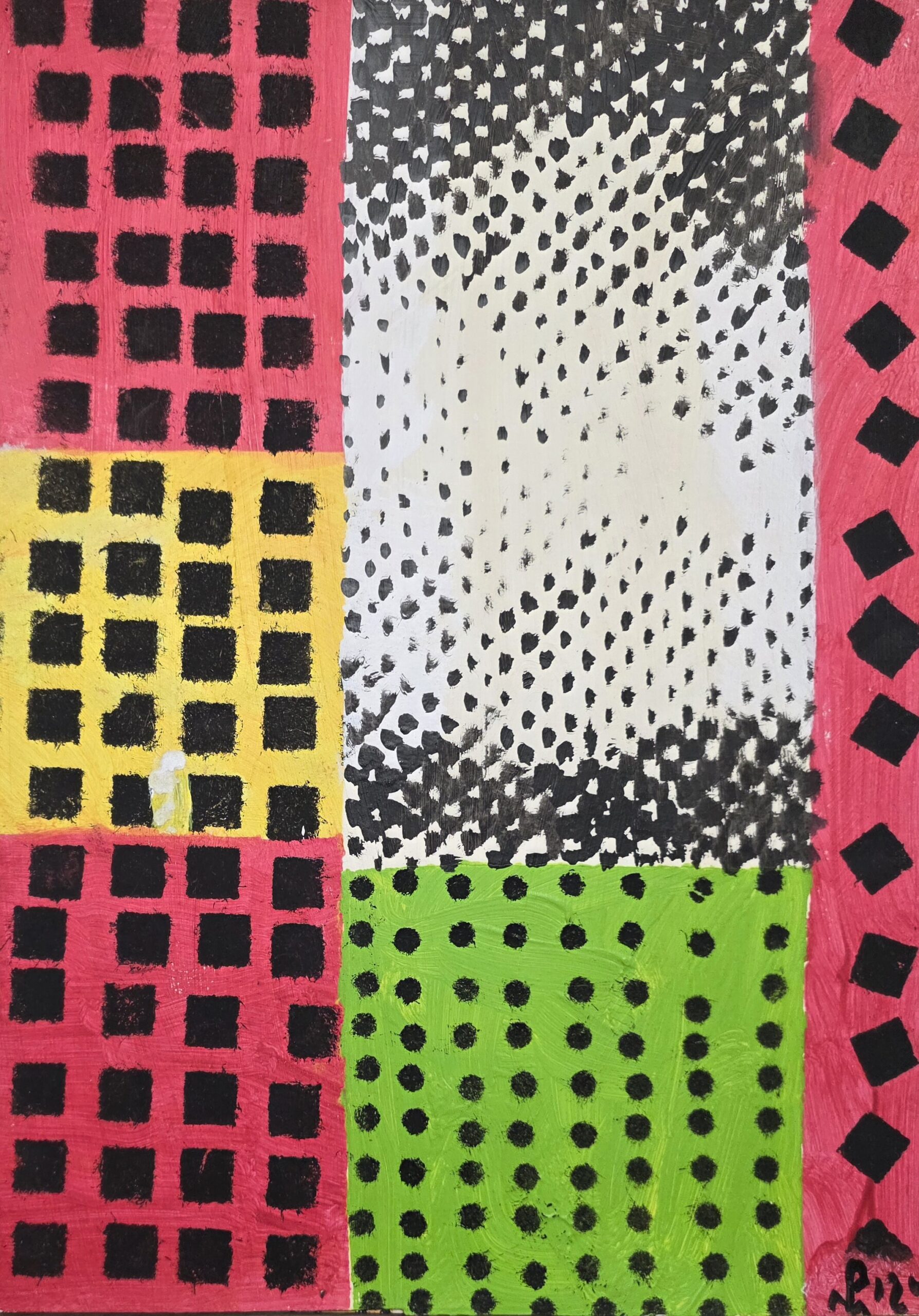 PIOTR MŁODOŻENIEC 'Kompozycja Abstrakcyjna XXI', akryl, papier 50x35cm