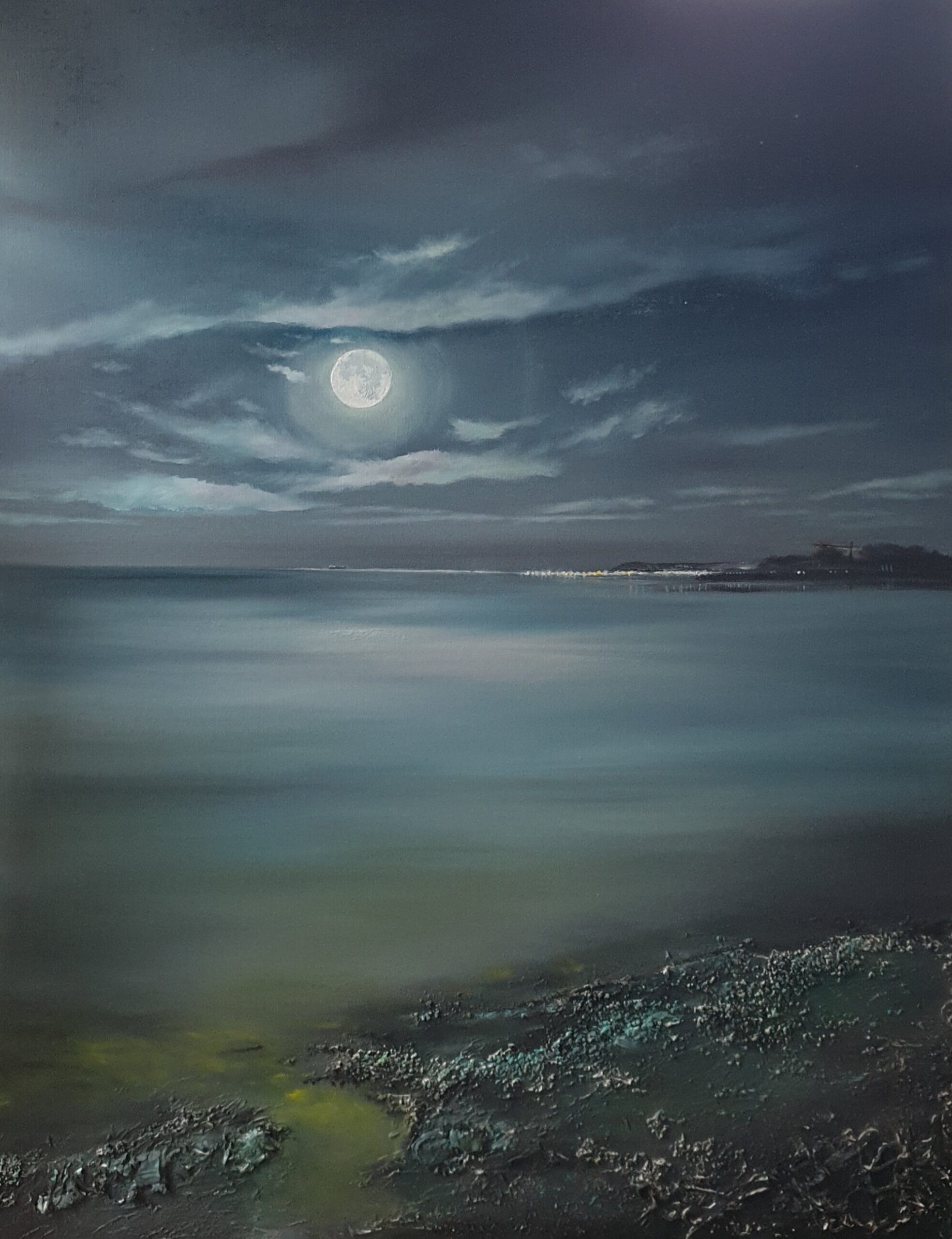 JOANNA STARK 'Zatoka Pucka nocą' olej, płótno, 90x70cm