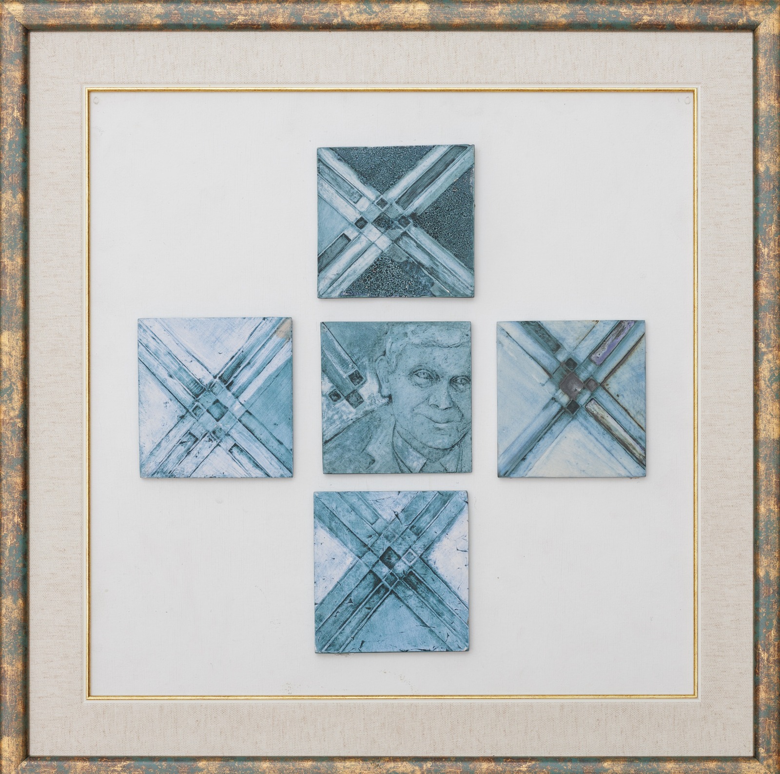 SYLWIA WALANIA 'Zbigniew Herbert - Kompozycja z pięciu reliefów', ceramika, 51,5x51,5cm