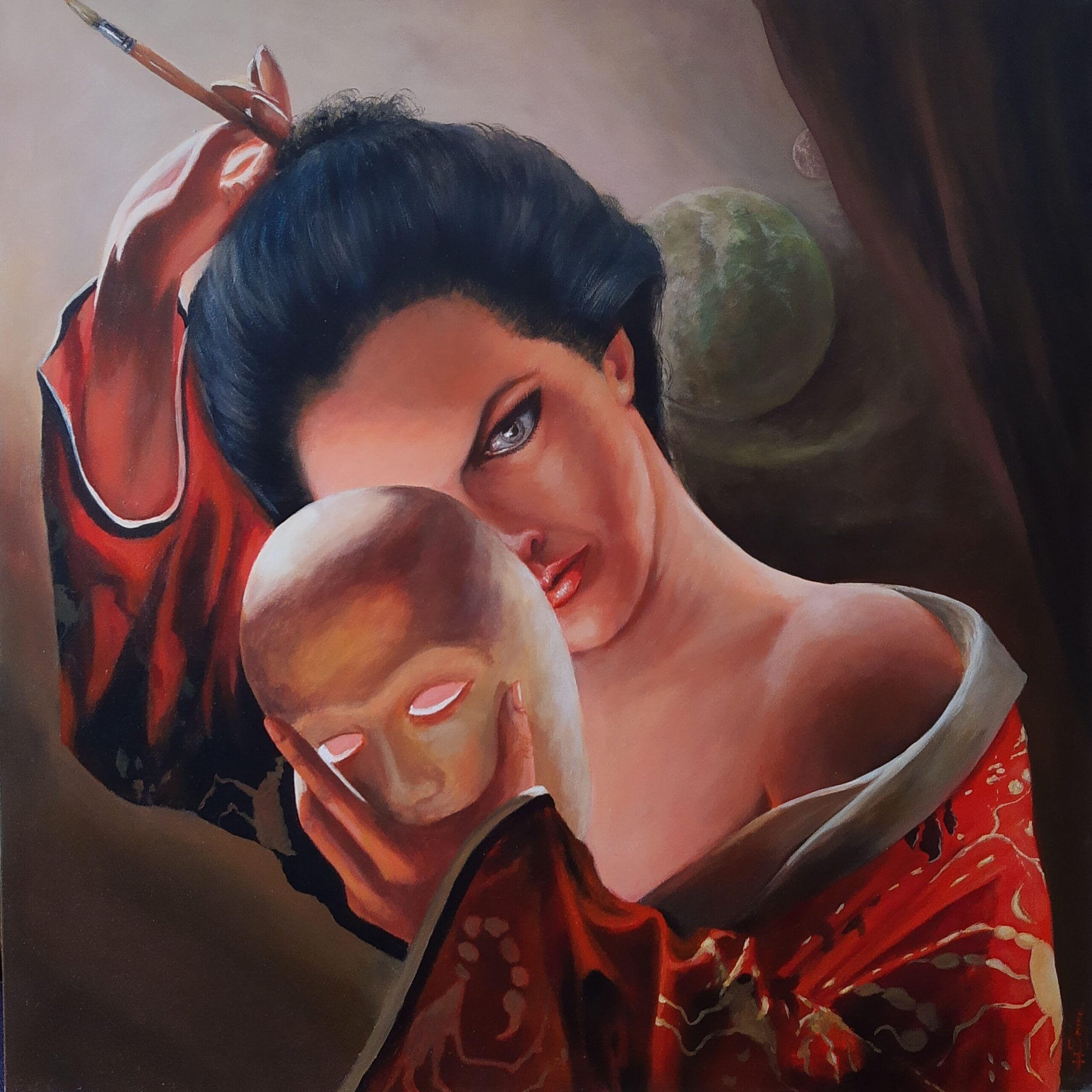 WALTER SEYNA 'Maska' olej, płótno, 100x100cm