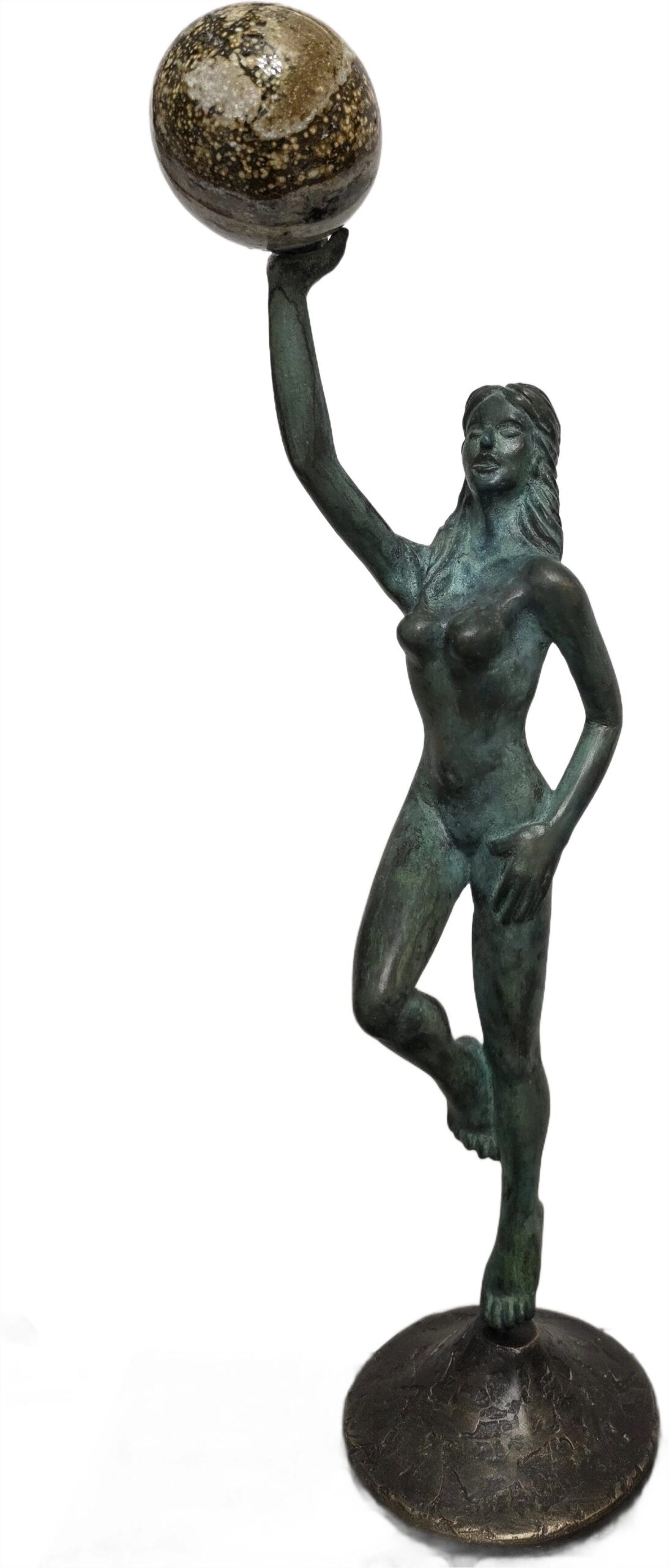 ZBIGNIEW BACHANEK 'Kobieta z kulą' mosiądz, 41cm