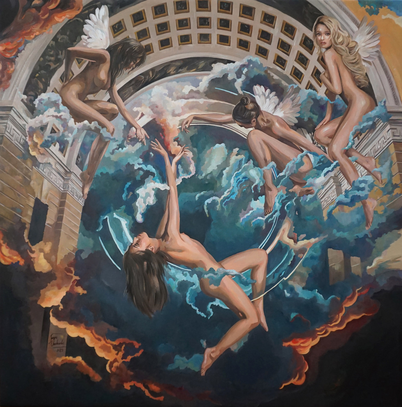 JANUSZ ORZECHOWSKI 'Heaven', olej, płótno, 115x115cm