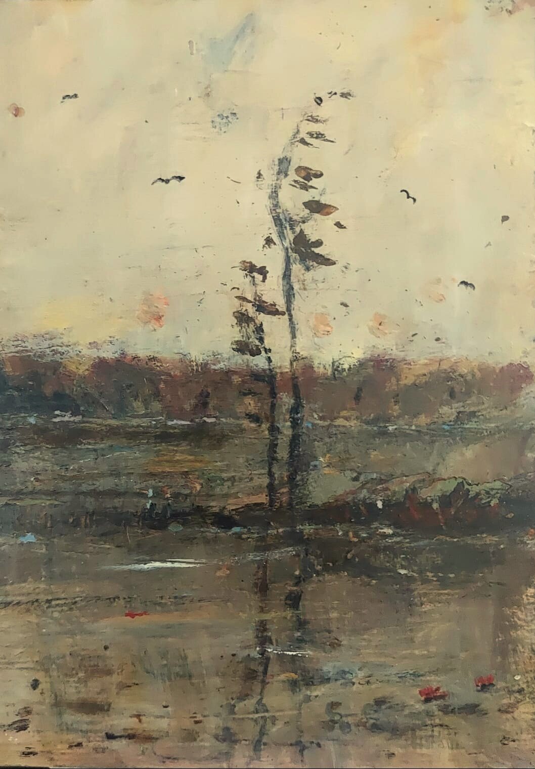 KRZYSZTOF GOCEK 'Jesień', olej, akryl, płyta, 18x13cm