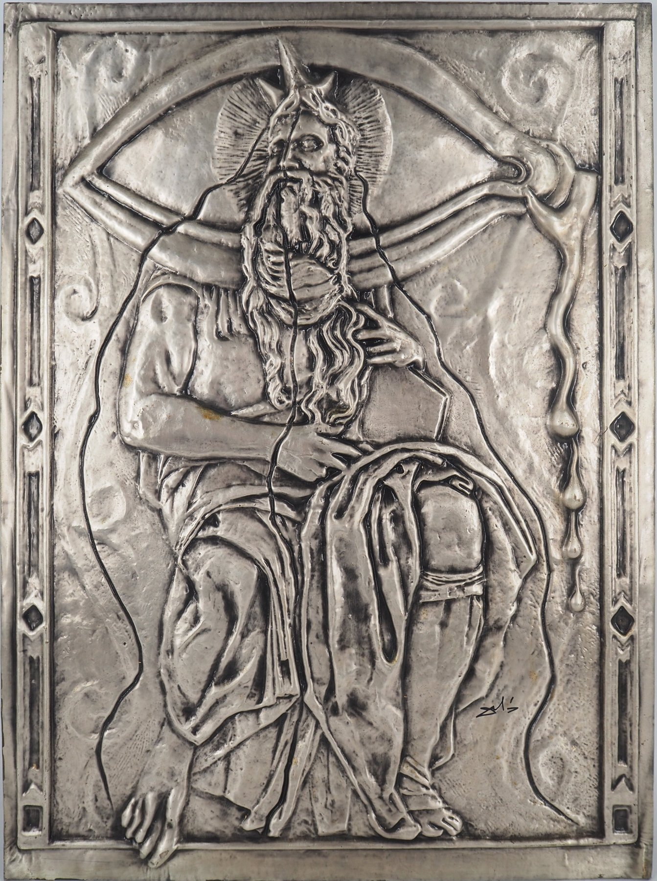 SALVADOR DALI 'Mojżesz i Monoteizm' Płaskorzeźba na srebrnej płycie (próba 800), 70x52,5cm