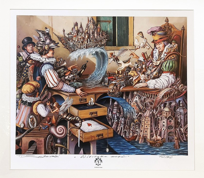 TOMASZ SĘTOWSKI 'Wieczerza magów' inkografia, papier 50x70cm