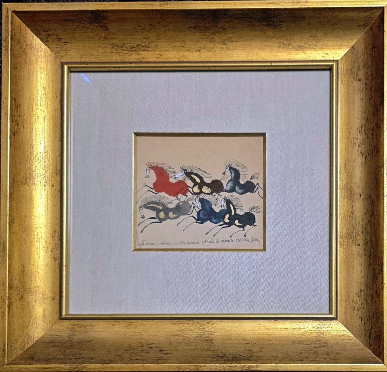 JÓZEF WILKOŃ 'Żwawa szóstka' technika własna, 14x12,5cm - obrazek 2