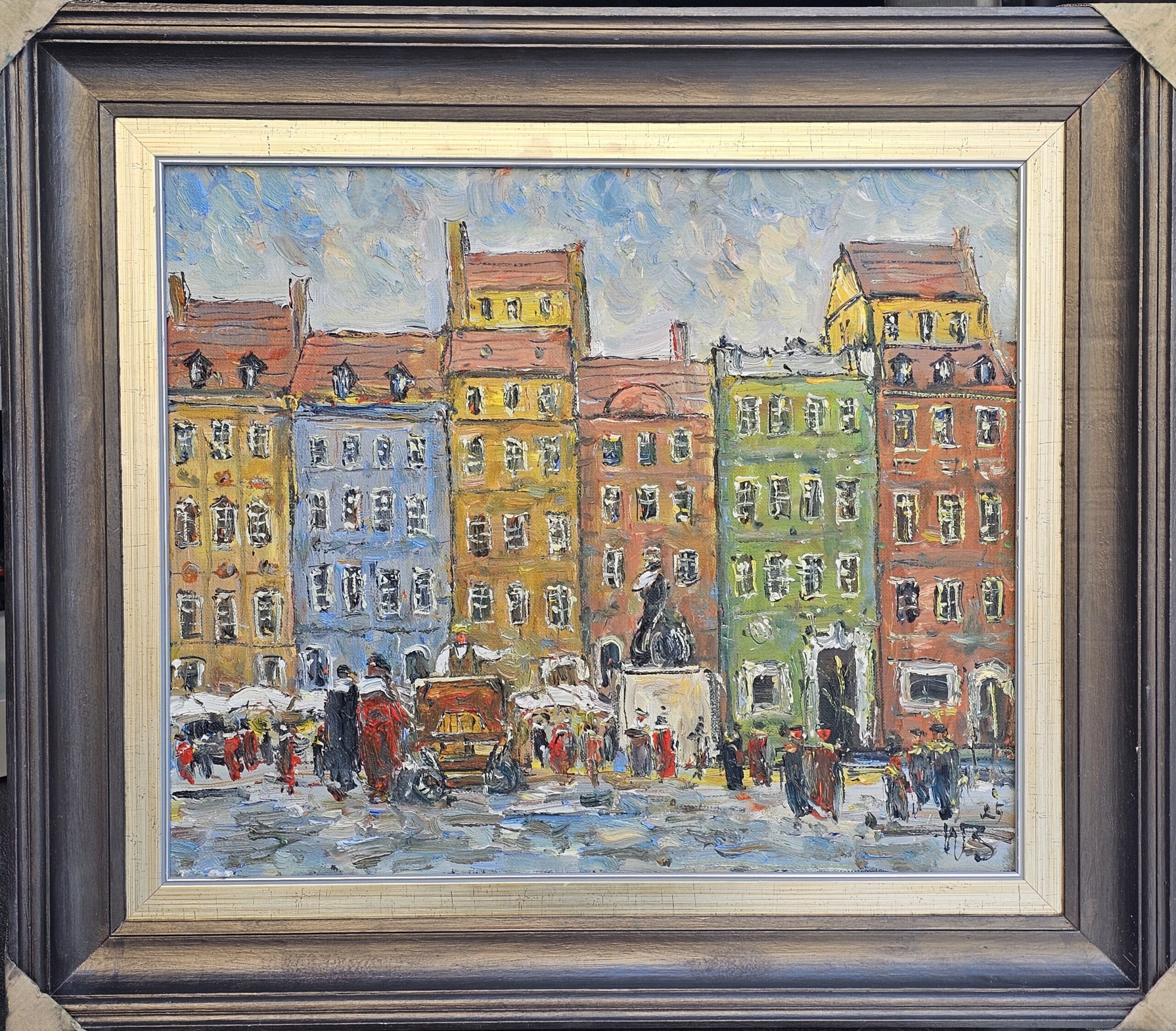 H. ZBIGNIEW WOLFF 'Rynek Starego Miasta z kataryniarzem', olej, płótno, 41x49cm