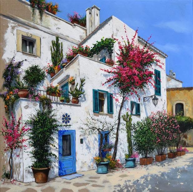 MAGDALENA KĘPKA, 'Kalabria', akryl, olej, płótno, 80x80cm