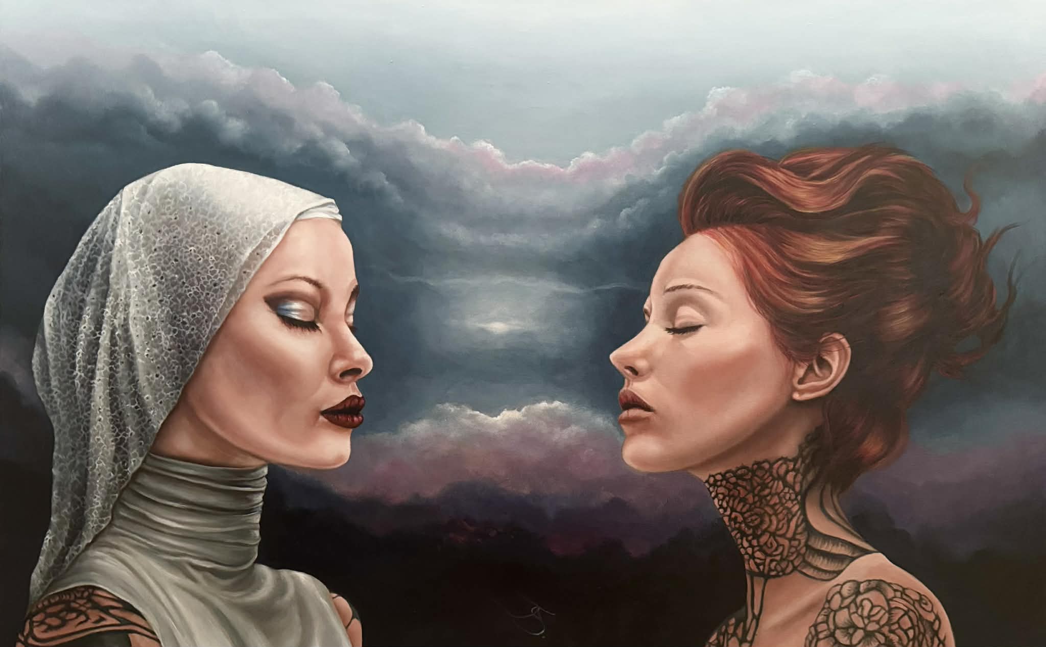 ANDRZEJ SAJEWSKI 'Medytacja przed konfrontacją', olej, płyta 60x90cm