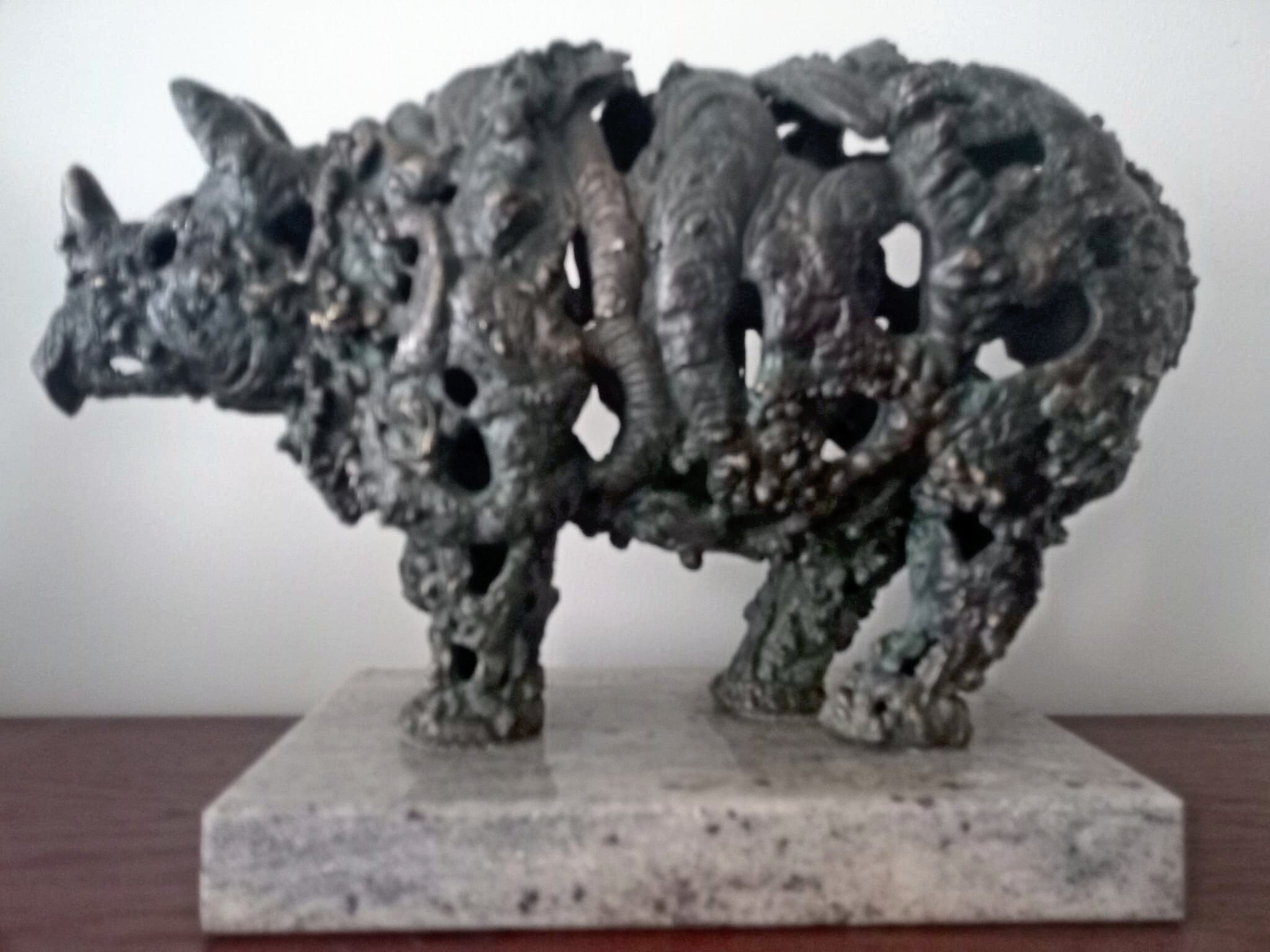 ZBIGNIEW BACHANEK 'Nosorożec' mosiądz, 35x23cm