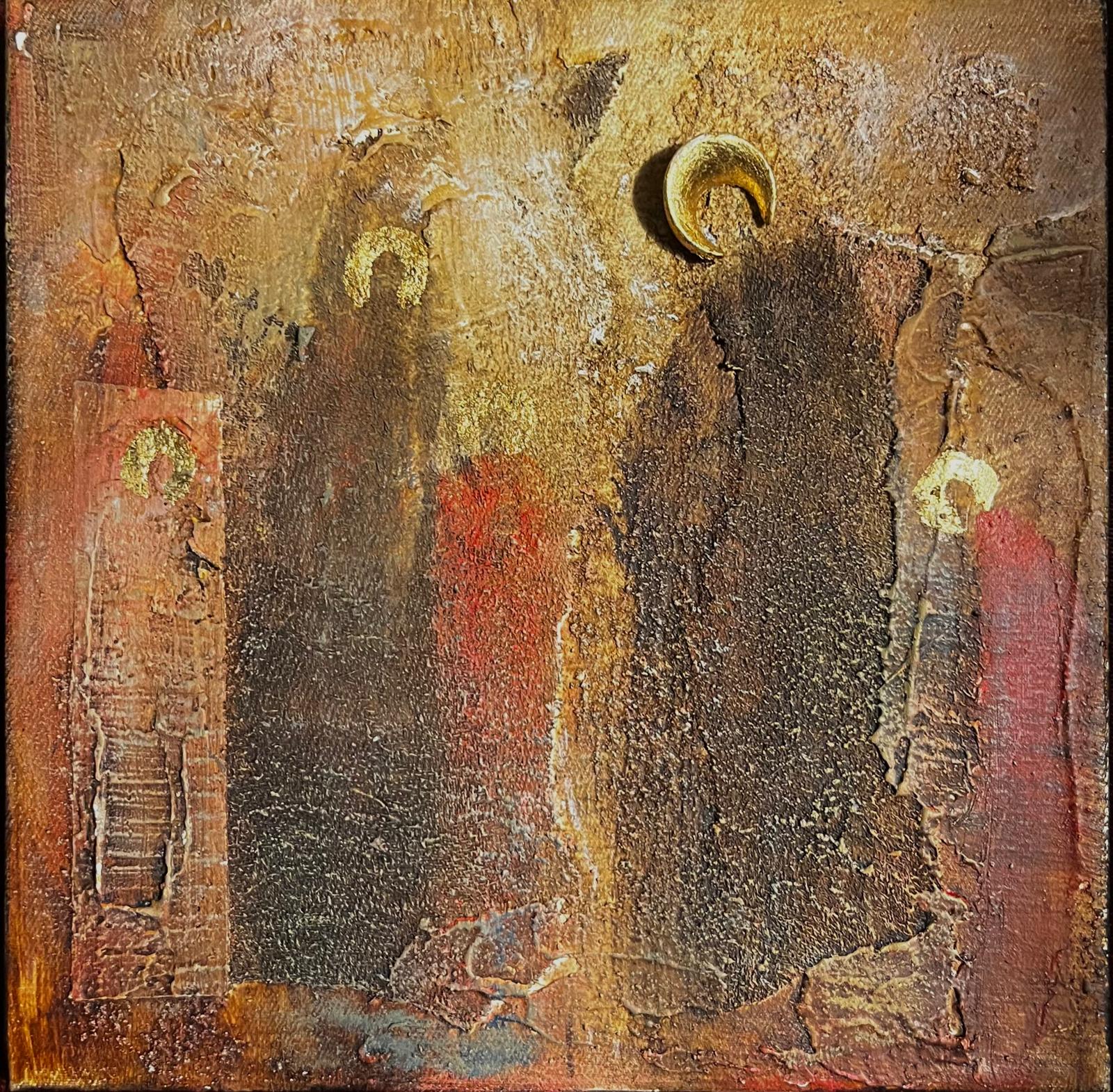 MAŁGORZATA DAWIDIUK 'Ikona Światło XV', 2025, technika własna, płótno, 20x20cm