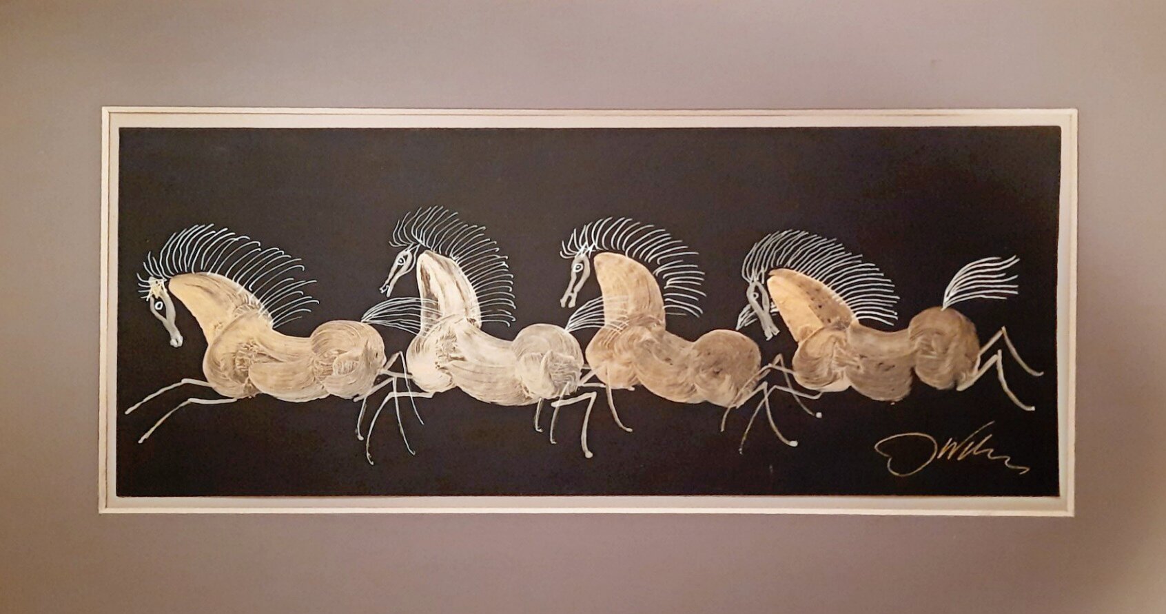 JÓZEF WILKOŃ 'Królewska czwórka' technika własna, 15x37cm